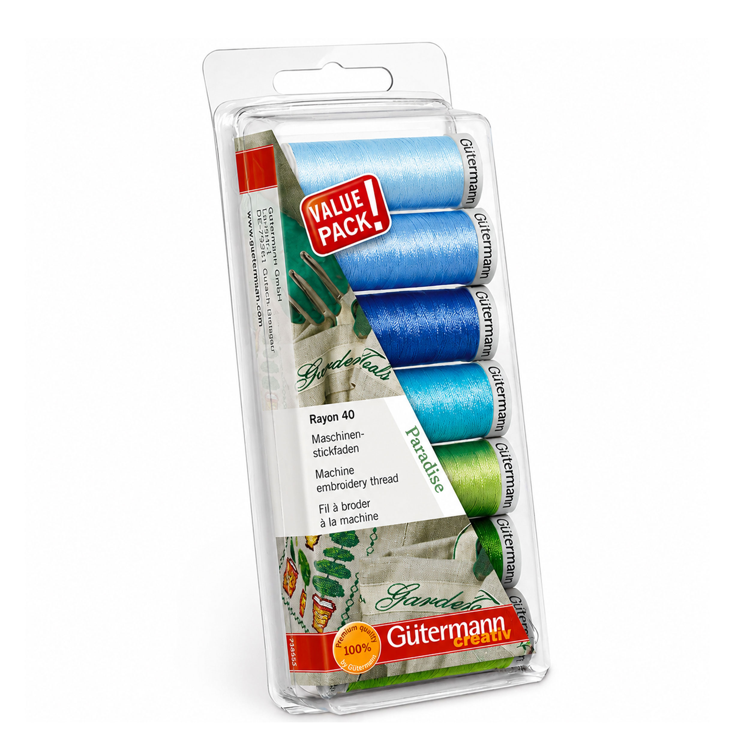 Gutermann Set 7 Bobbins Machine Embroidery Thread Rayon 40 200 m Image