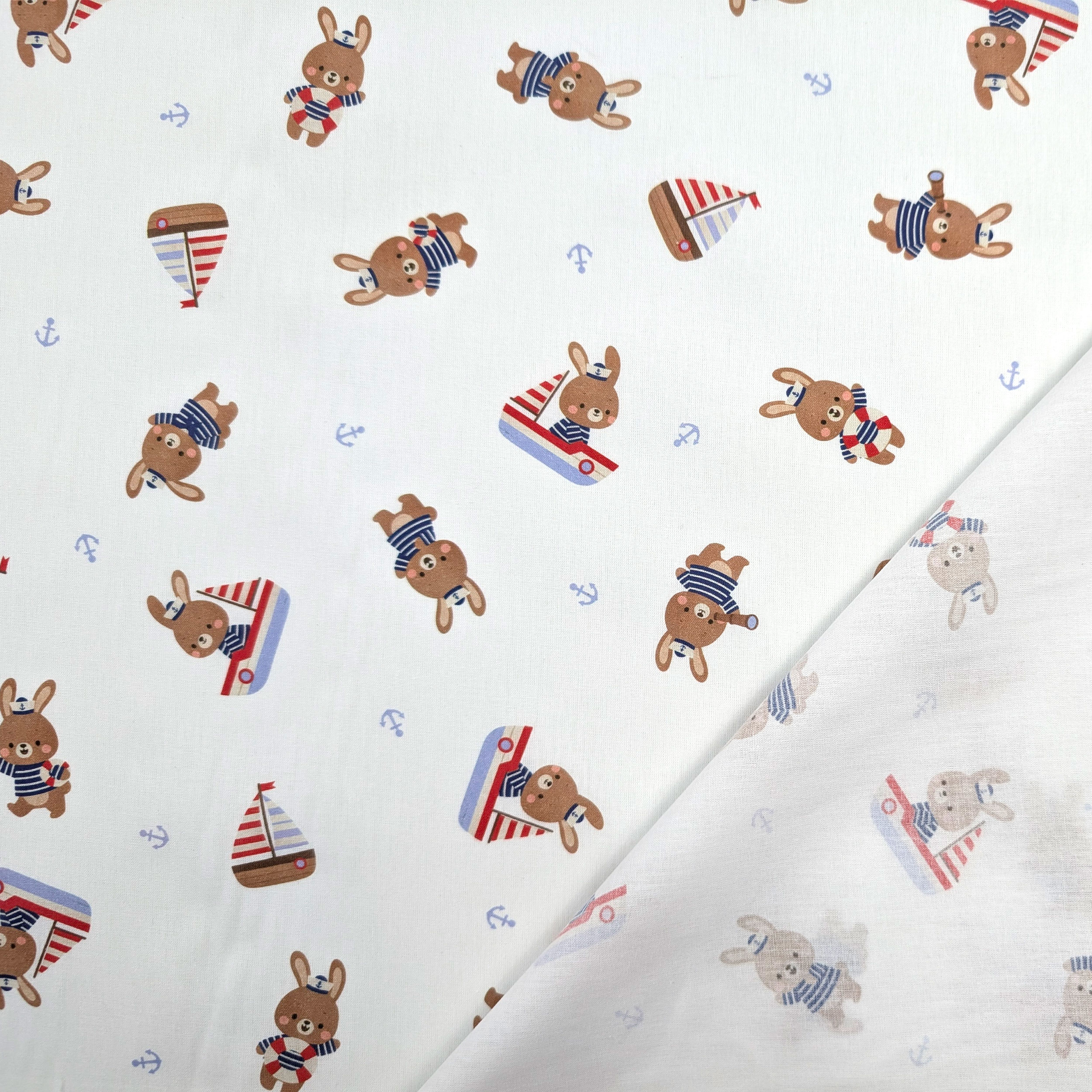 Percale Cotton: Bunnies in a Boat Image