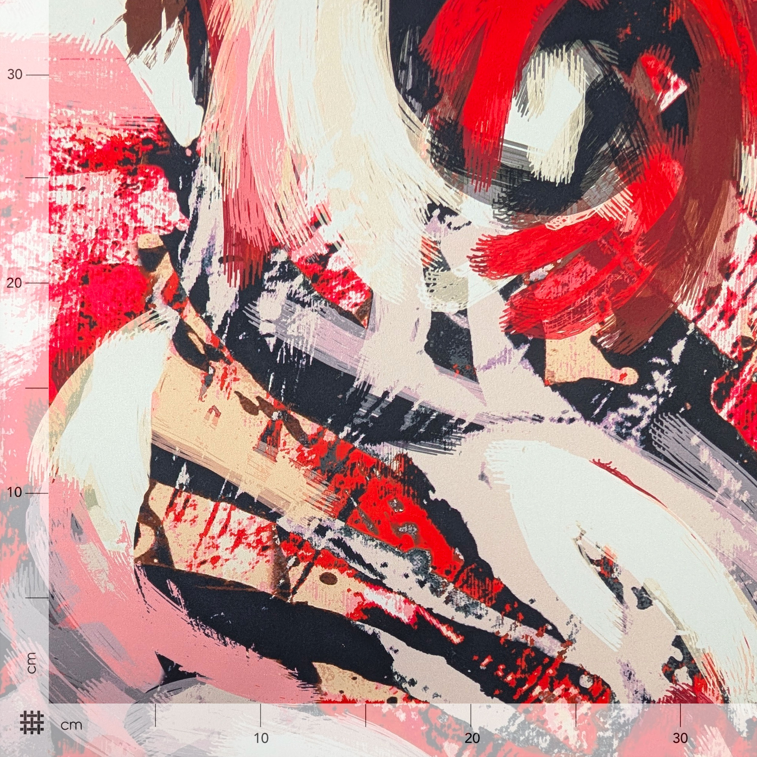 Satin Setate High Fashion Brushstroke Tones Red and Black Image