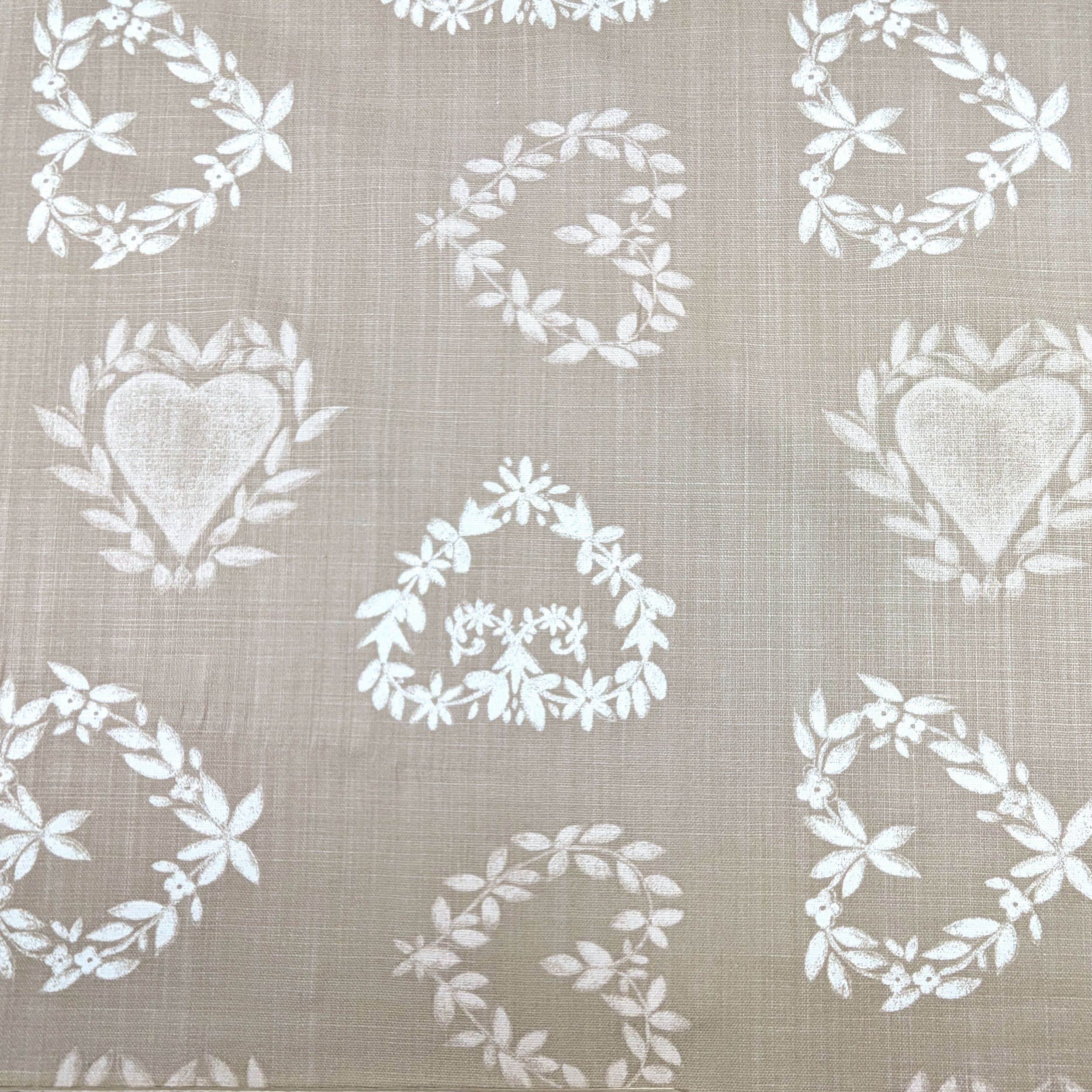 Cotton Linen Furnishing Flowers and Hearts Shabby Image