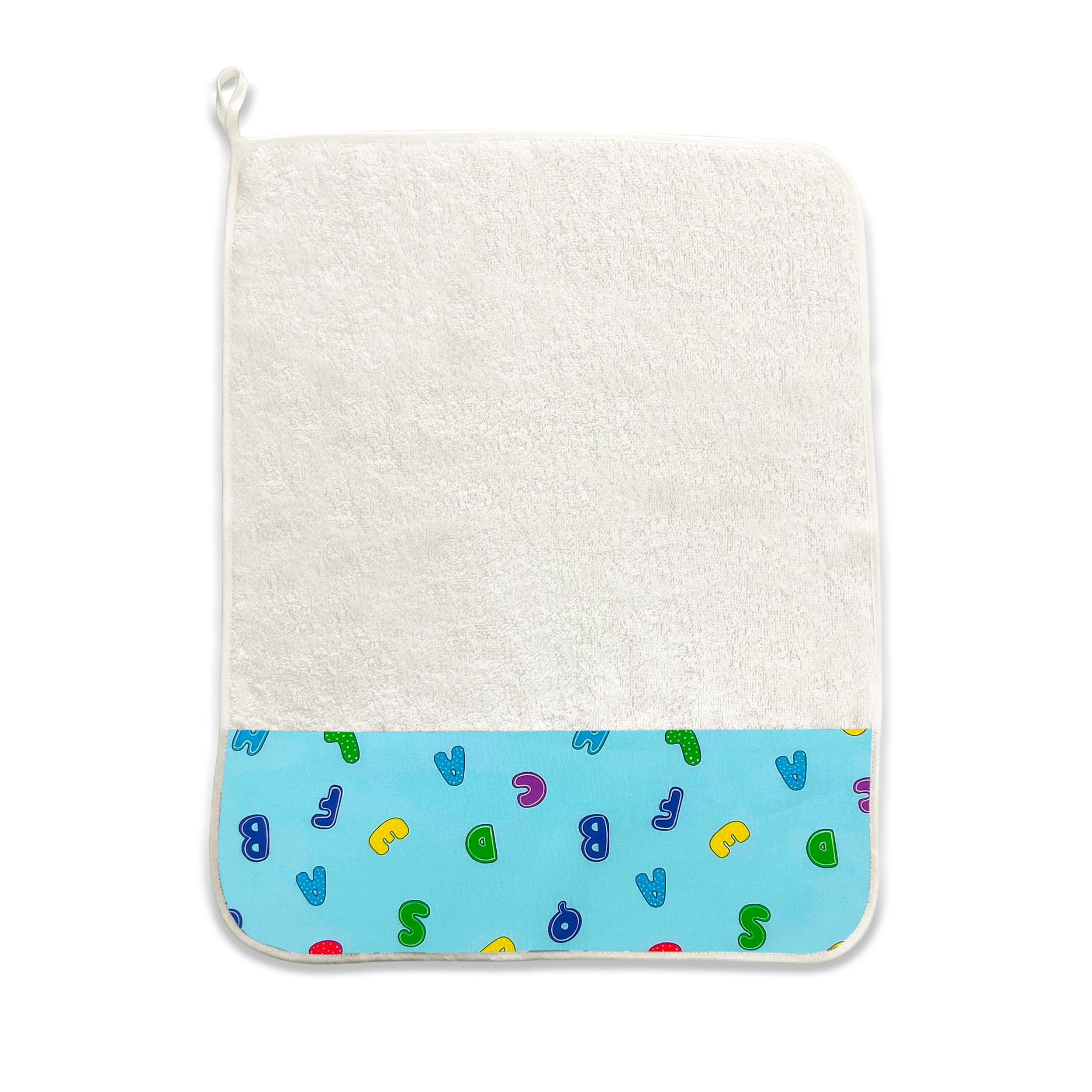 Serviette Alphabet Fond Bleu