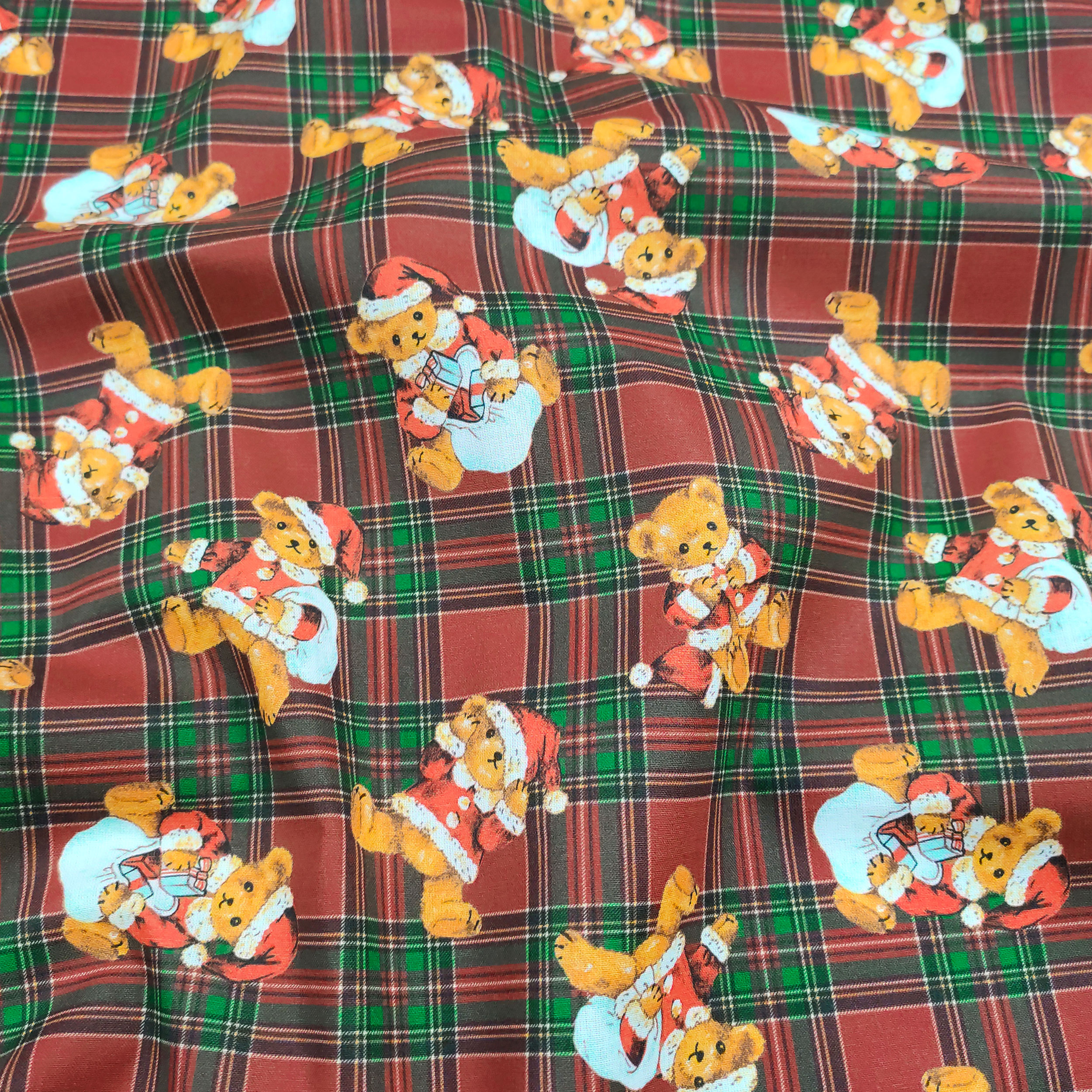 Christmas Cotton Satin Teddy Tartan Background (fond écossais)