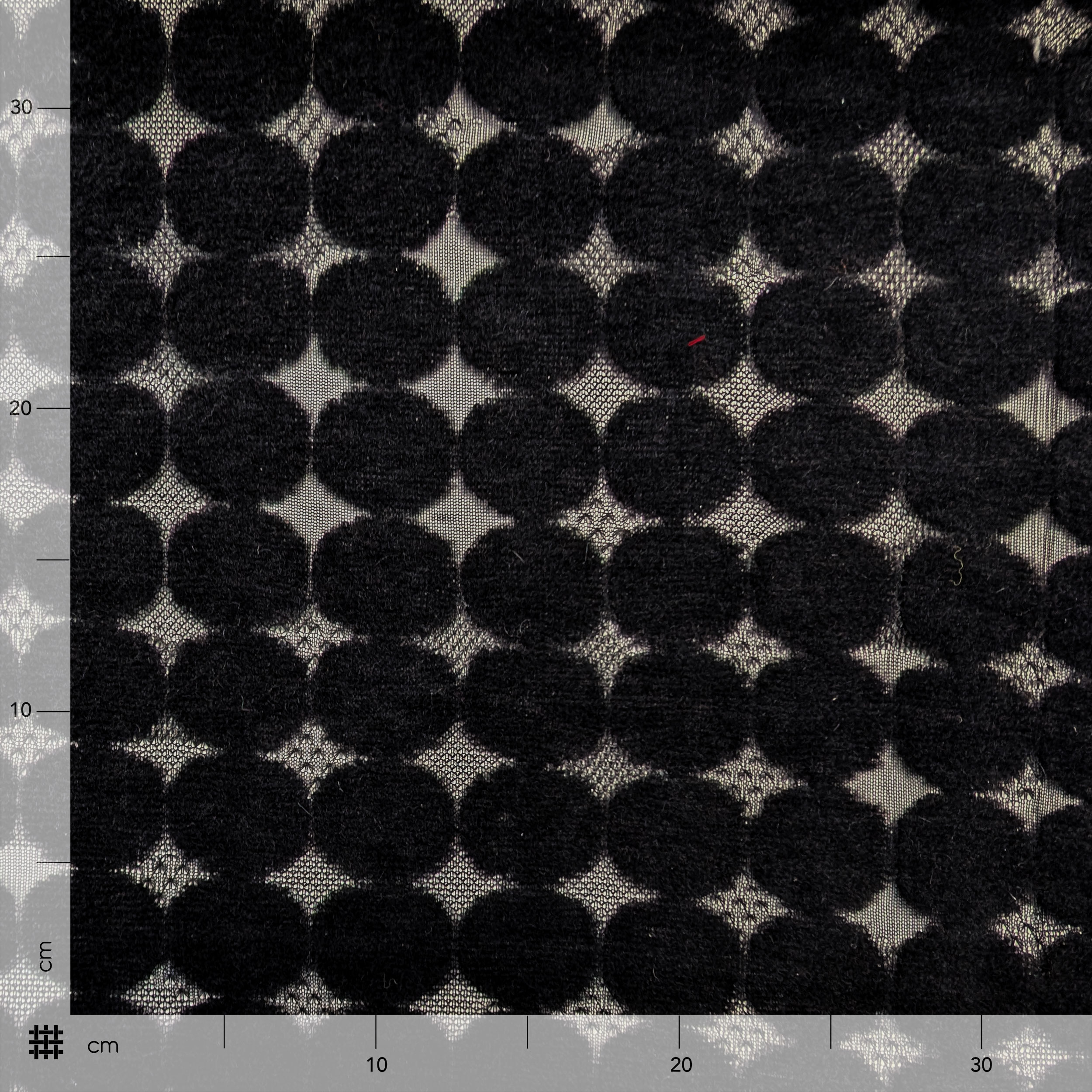 Bi-elastic Wool Blend Black Flocked Polka Dot Image