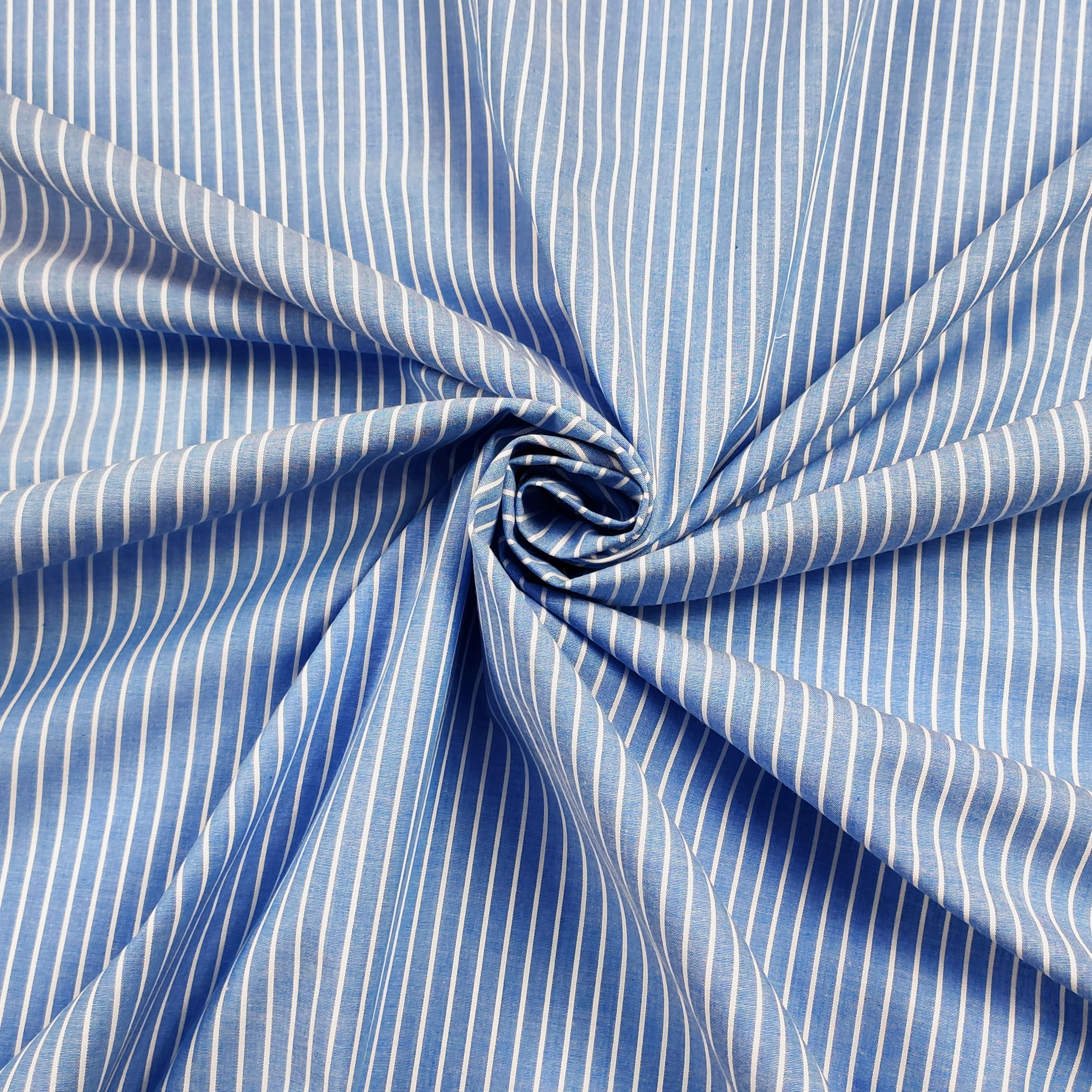 Algodón para camisas elásticas Raya azul