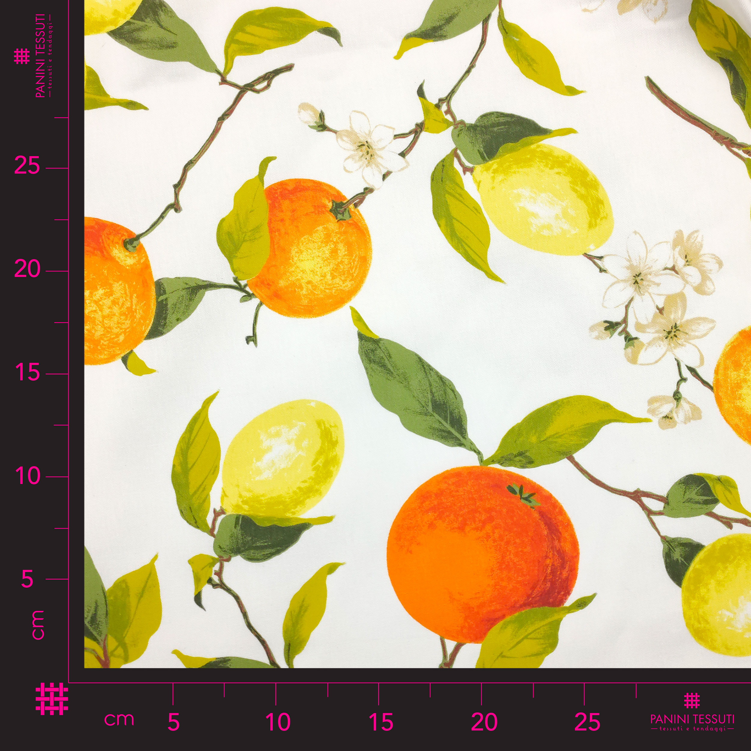 Stoff für Baumwolltischdecke mit Zitronen- und Orangenfantasie