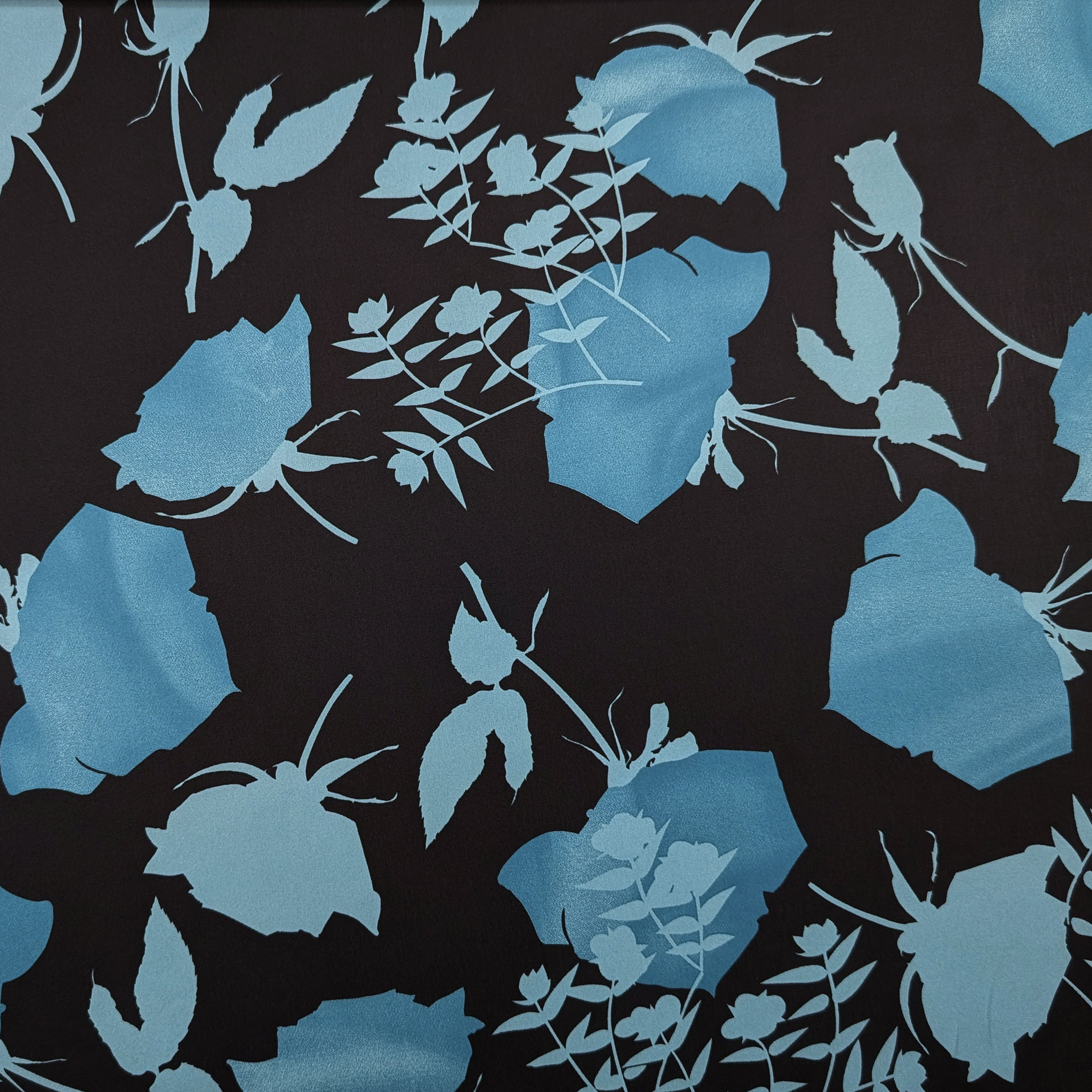 Fantasy raspberry leaves and blue flowers Image