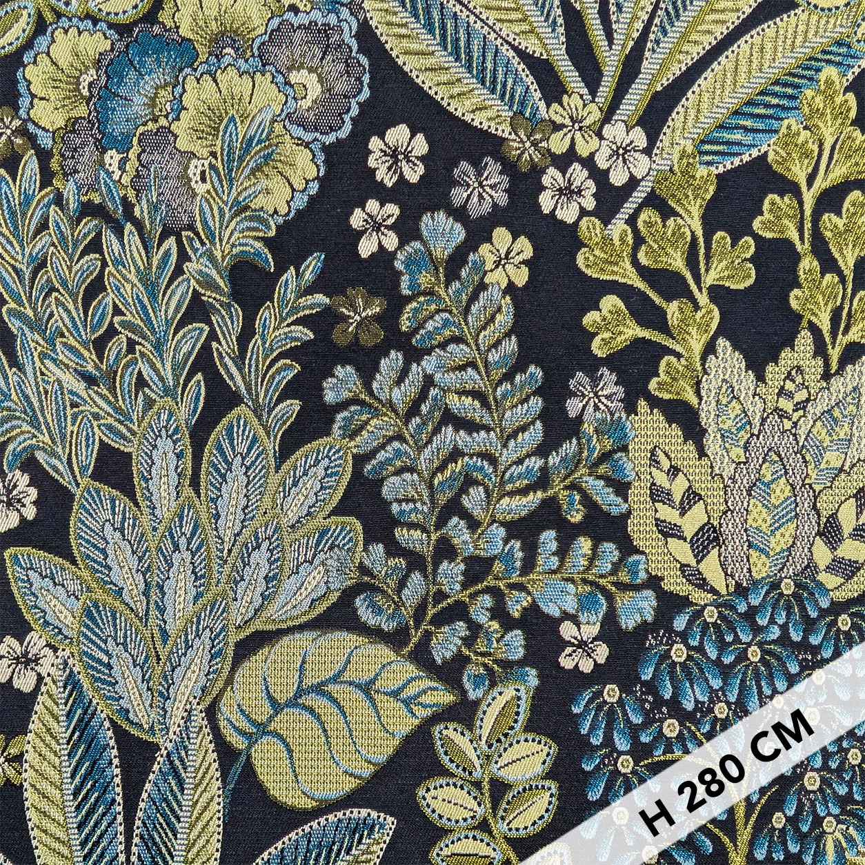 Jacquard Floral Tons de Bleu H 280 cm Image