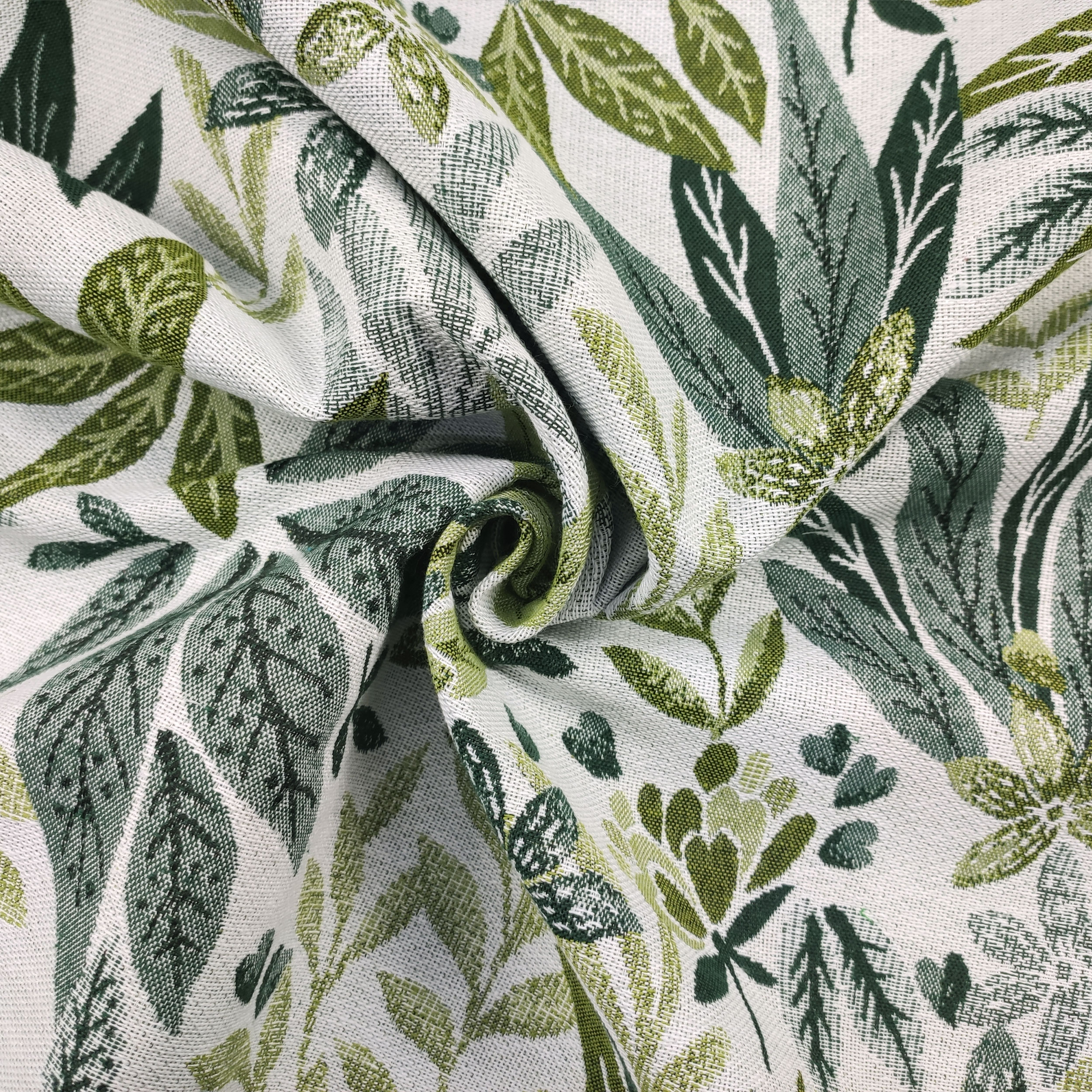 Flores de jacquard y hojas verdes