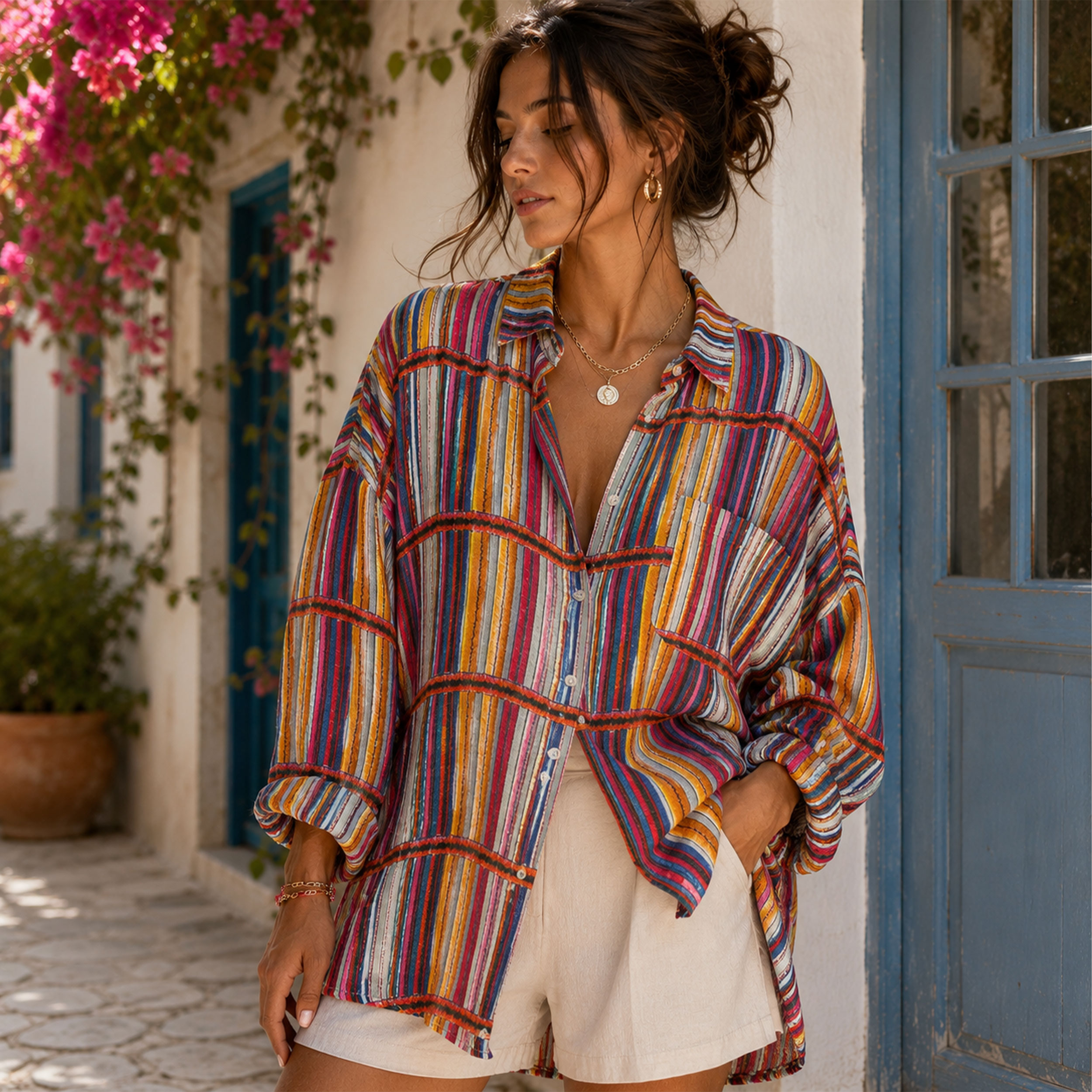 Natural High Fashion Linen Stripes Image