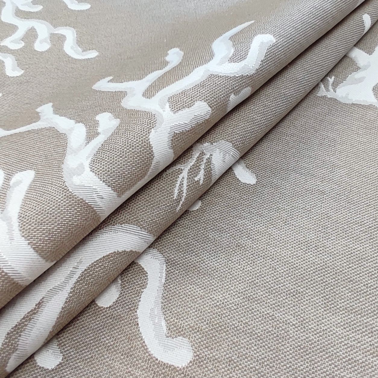 Jacquard fabric Double Corals Pearl and Beige H 280 cm