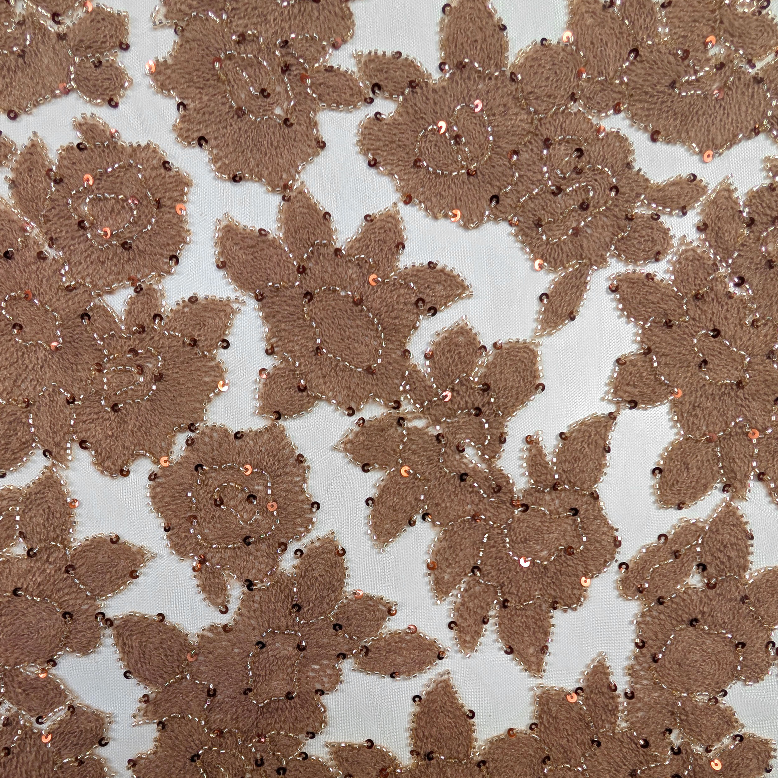 Lace Rose Wool Sequins Camel Image