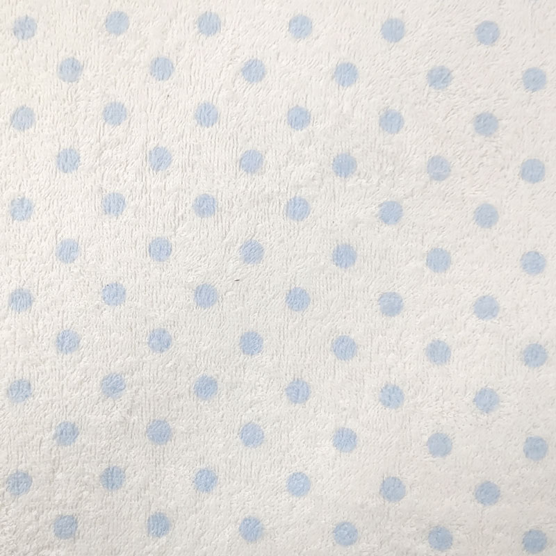 Tela esponja estampada de lunares azul claro