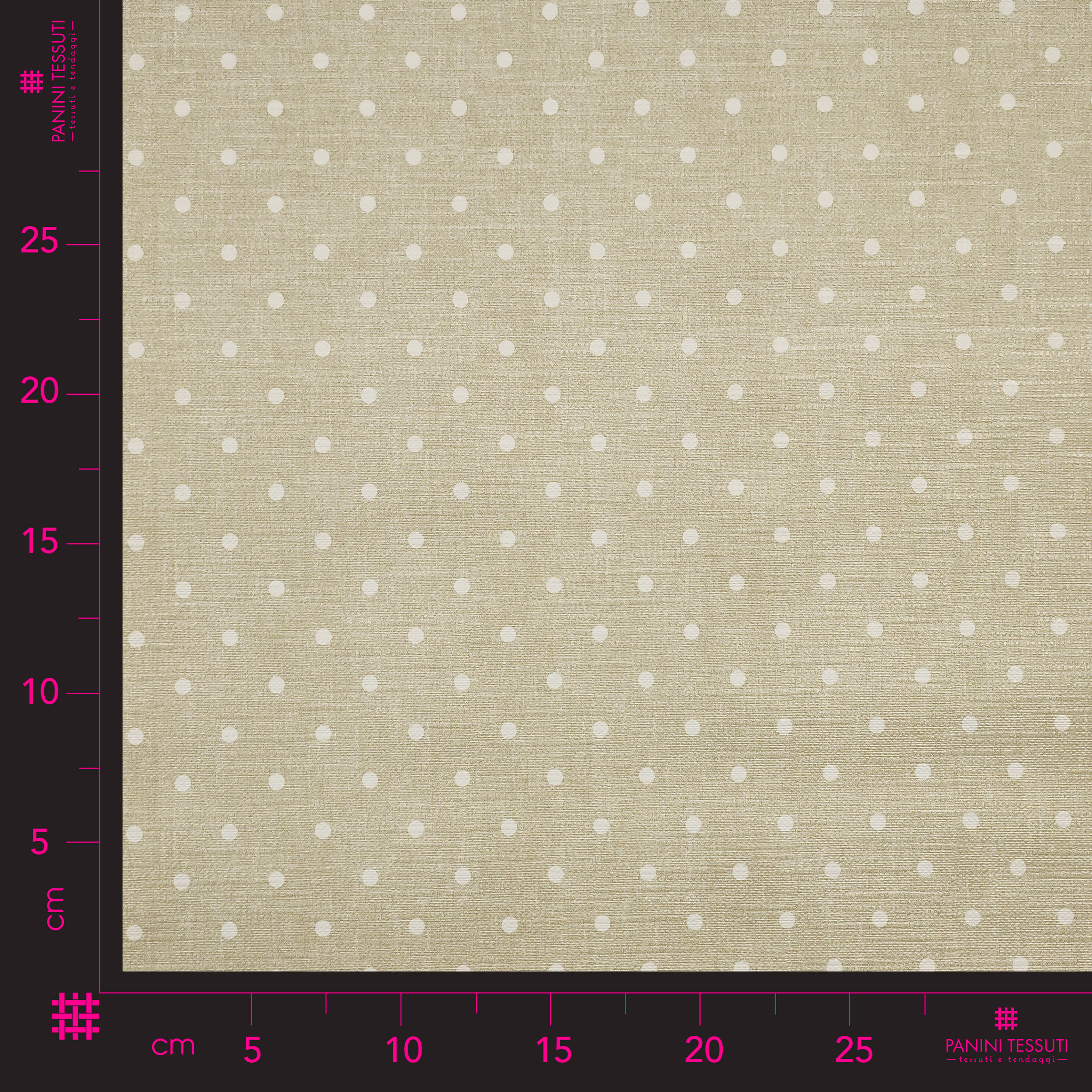 Tissu pour nappe plastifiée Blanc à pois Fond beige Image