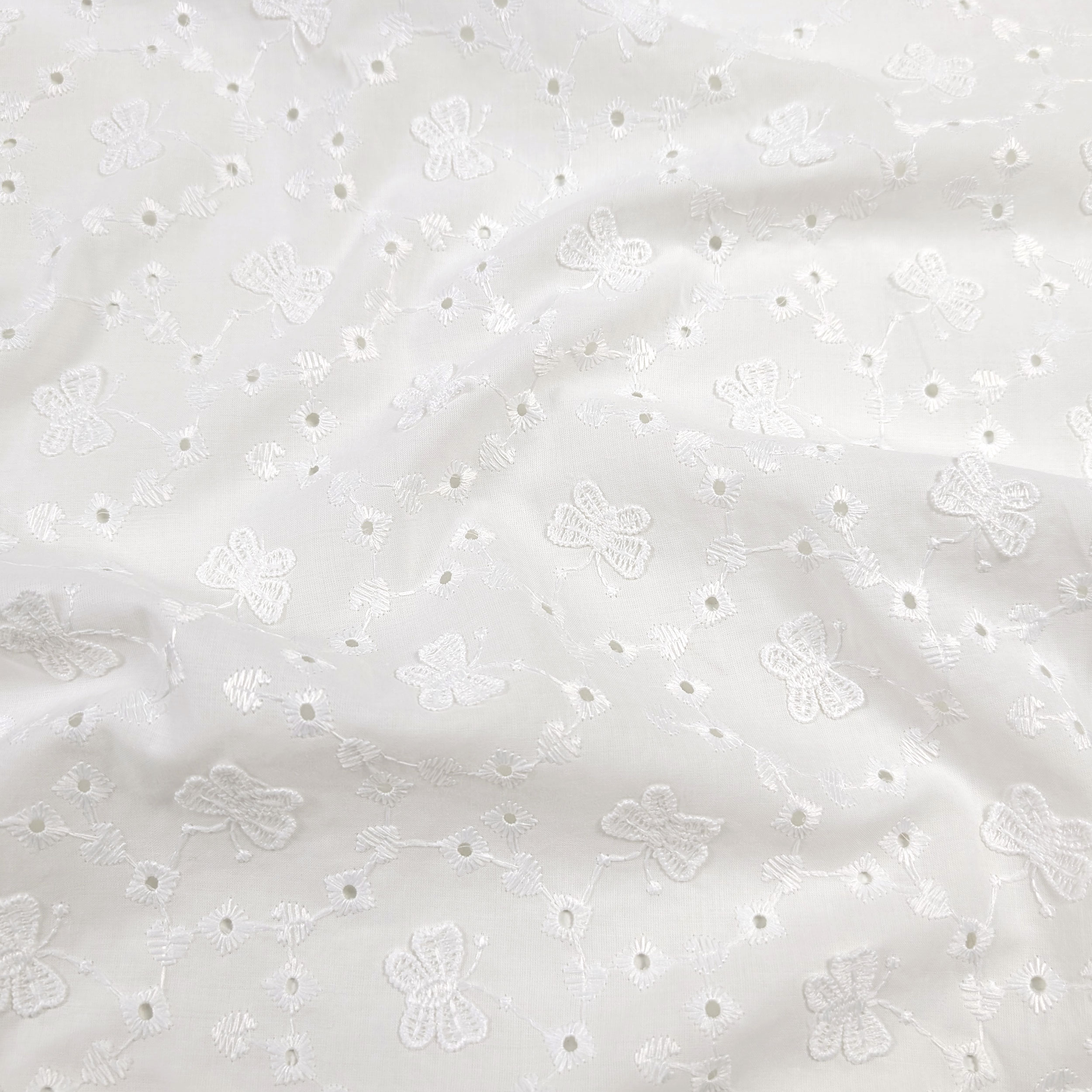 Sangallo Cotton Scalloped Embossed Butterflies Image
