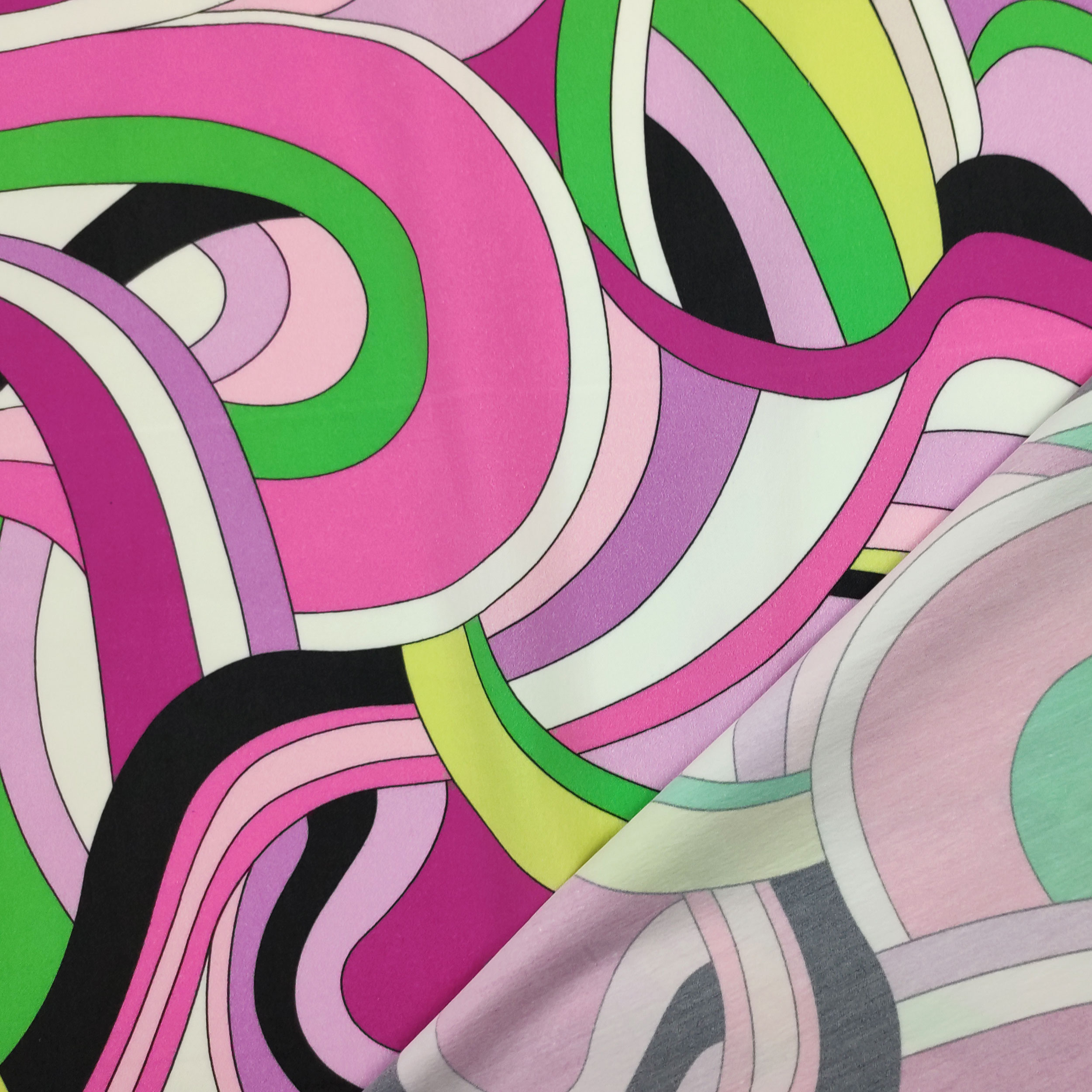 Cotton Stretch Fantasy Optical Pink Green Image