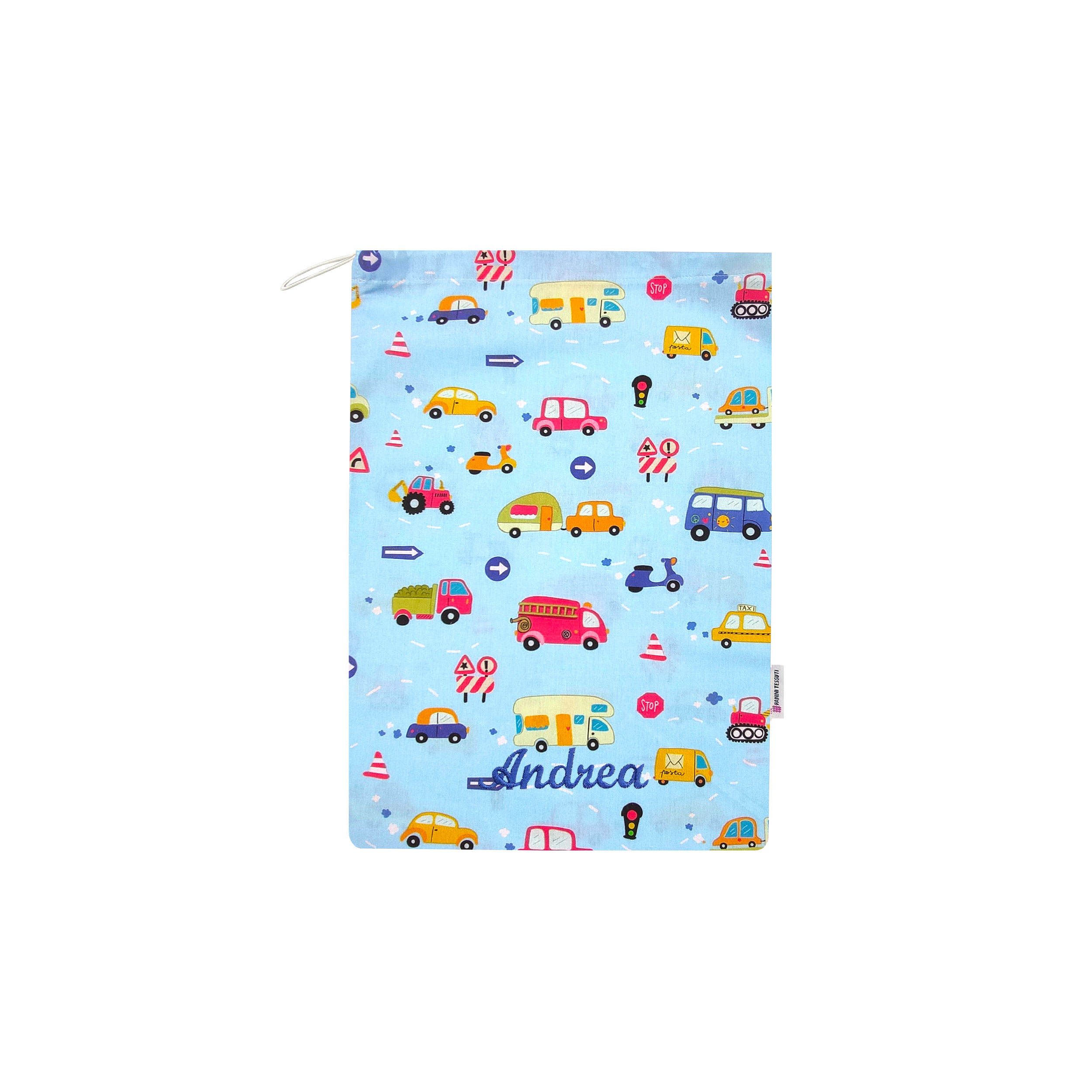 Sac à langer pour le jardin d'enfants Cars Light Blue Background - Panini Fabrics