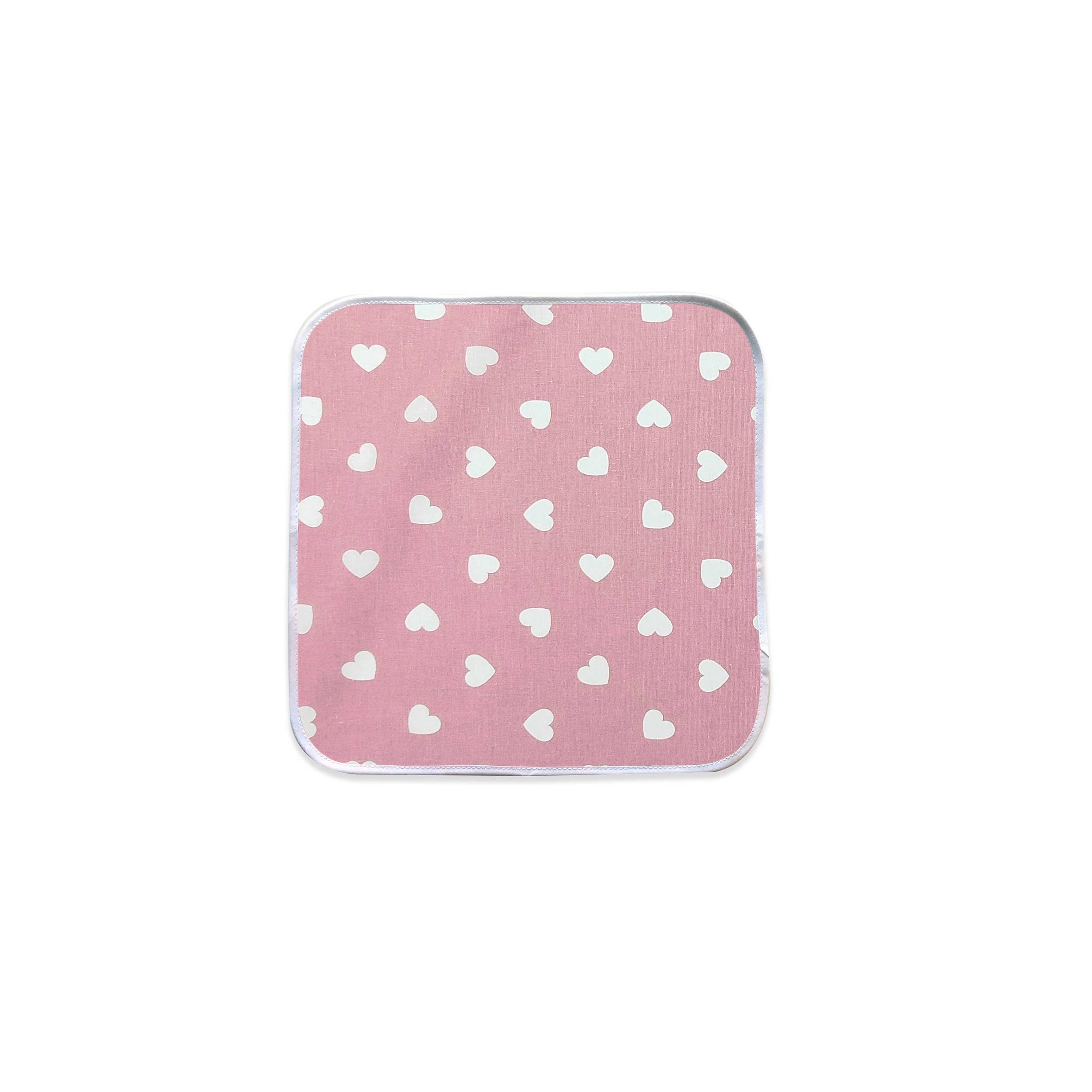 Serviette de table Blanc Cœurs Fond Rose Antique