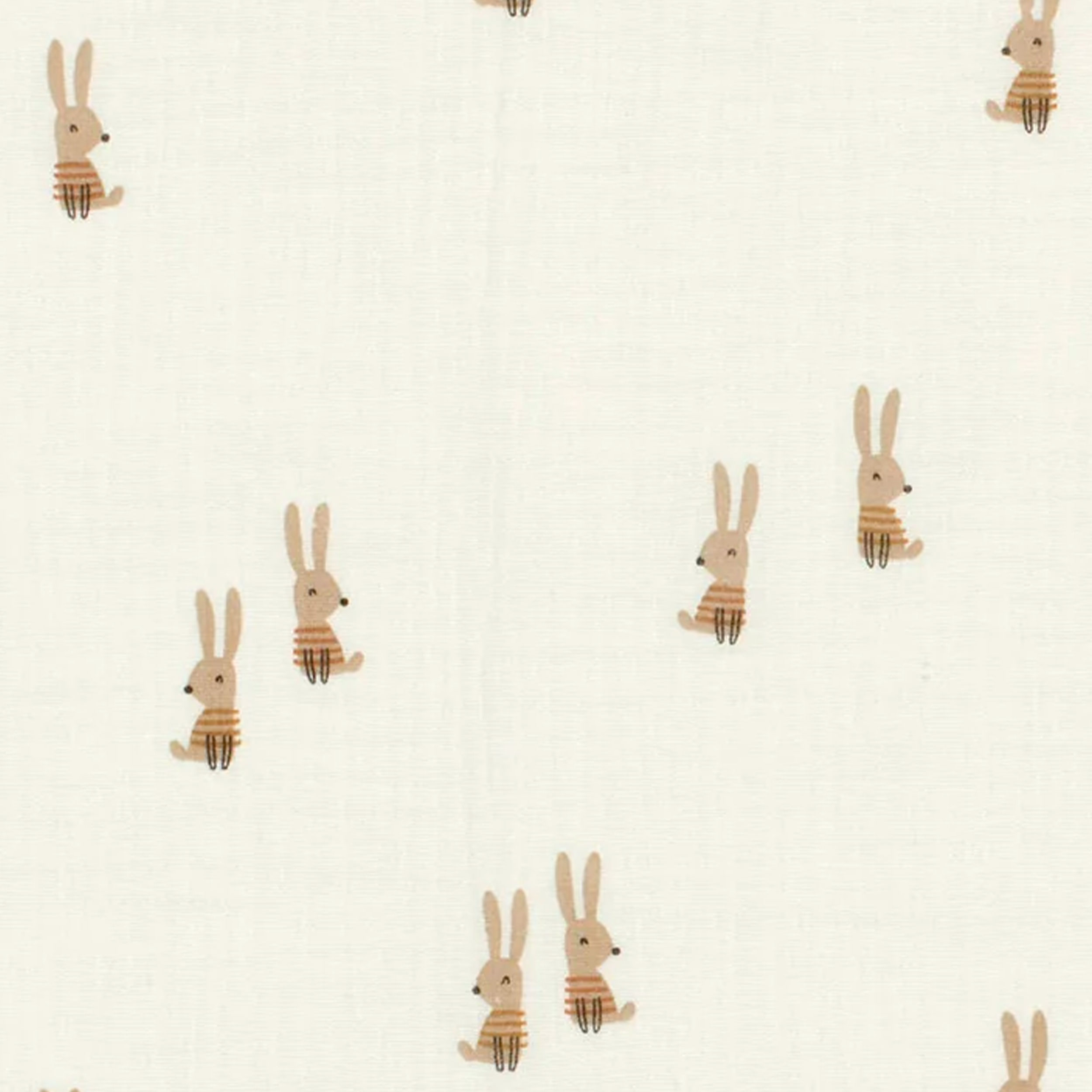 Mousseline de coton blanche avec lapins