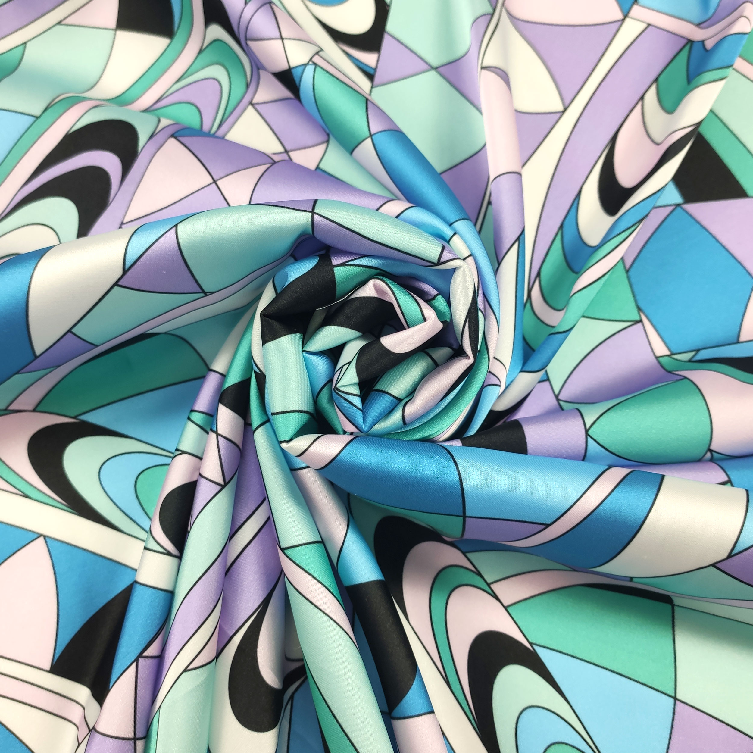 Conjunto de satén elástico Fashion Abstract Pattern Tonos fríos