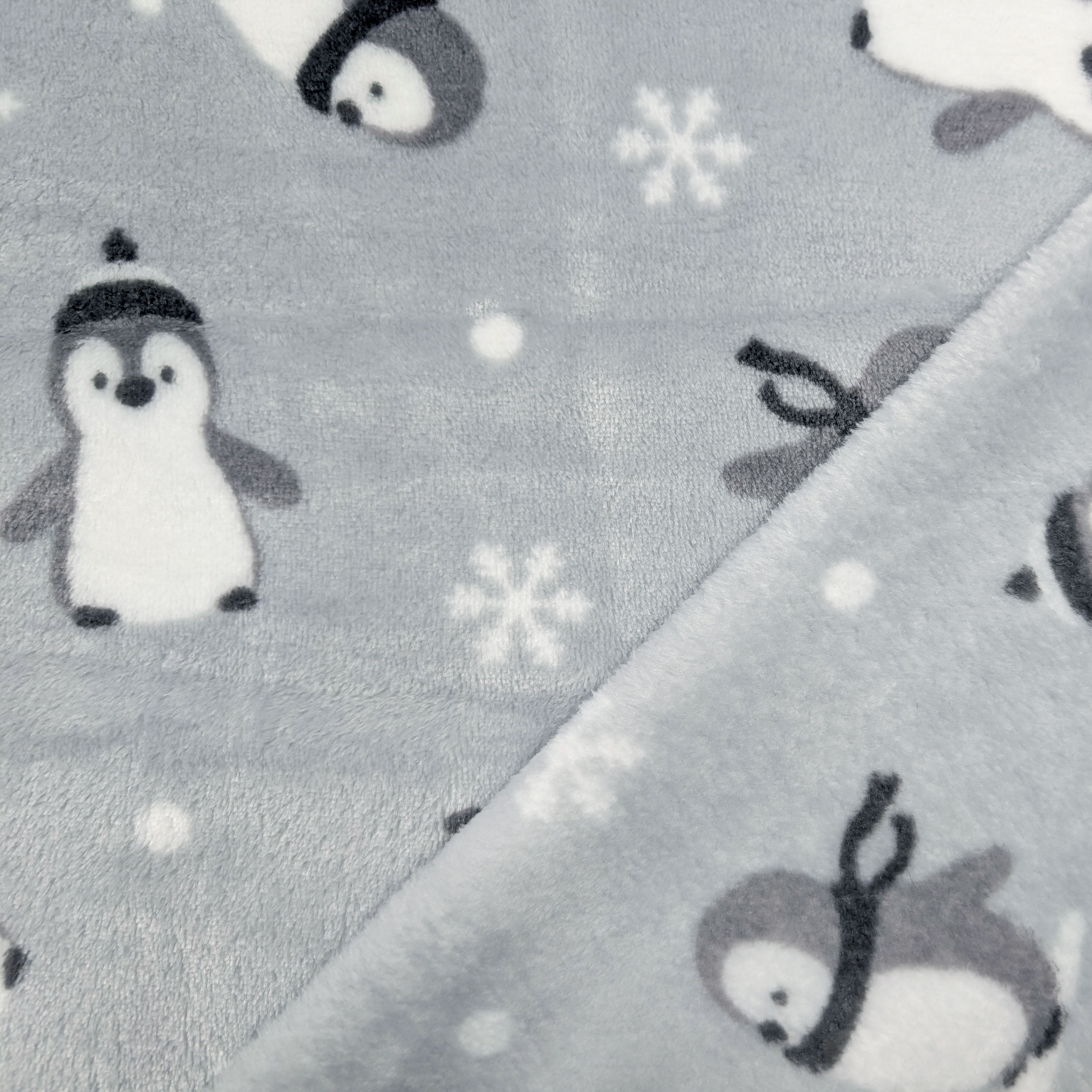 Fleece Hand Cashmere Penguins Grey Background Image