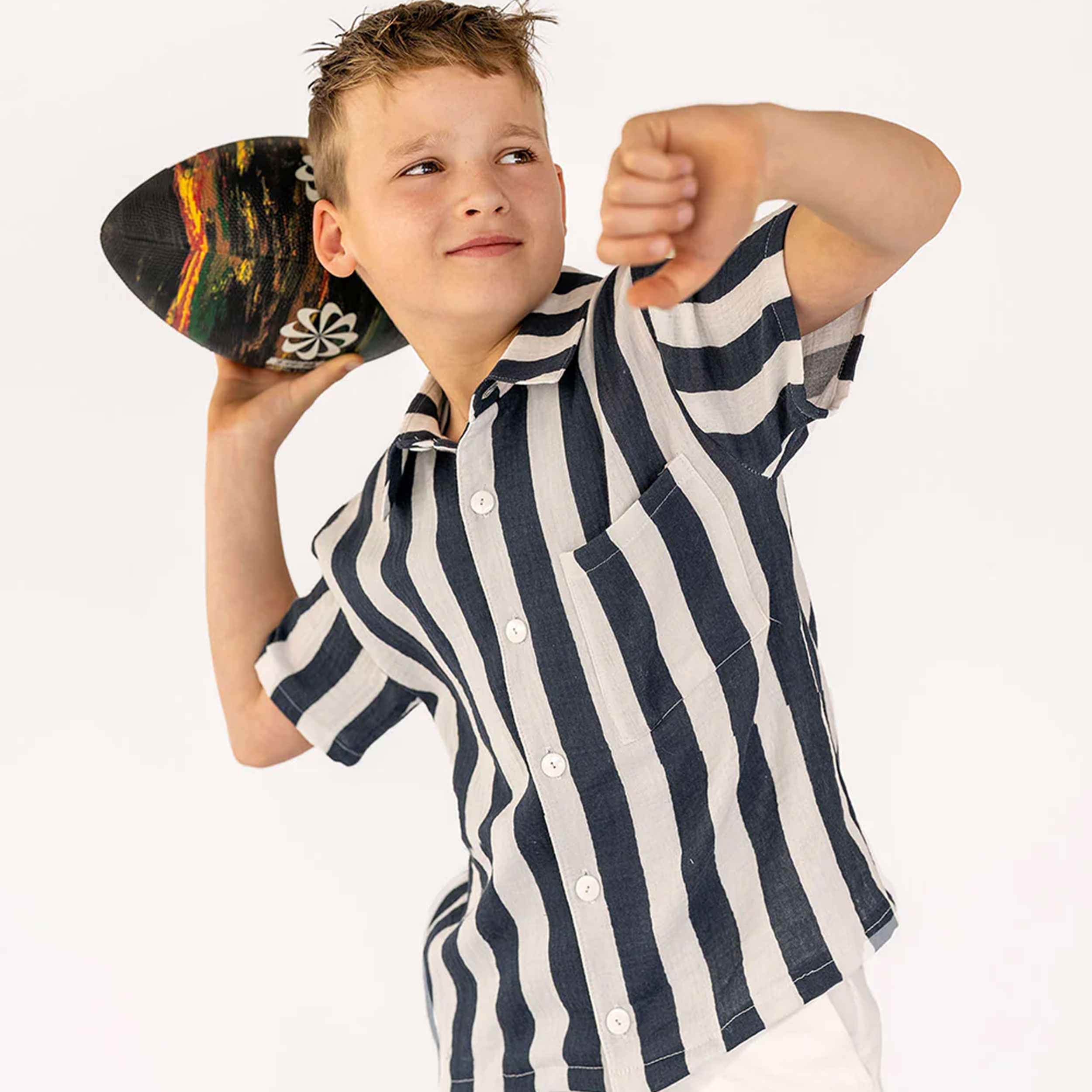 Cotton Muslin Vertical Stripes Blue Image