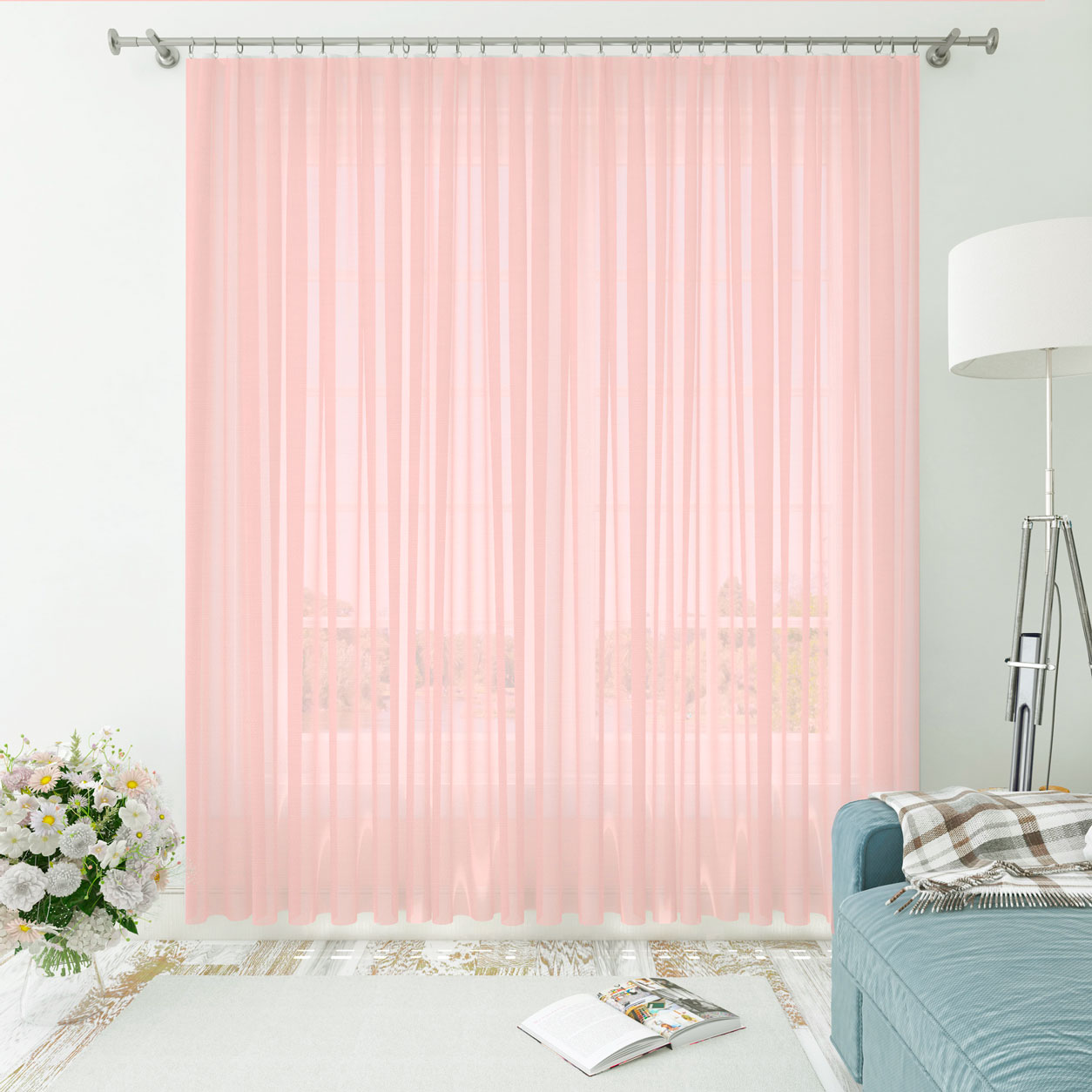 Tissu de rideau en faux lin couleur unie Image