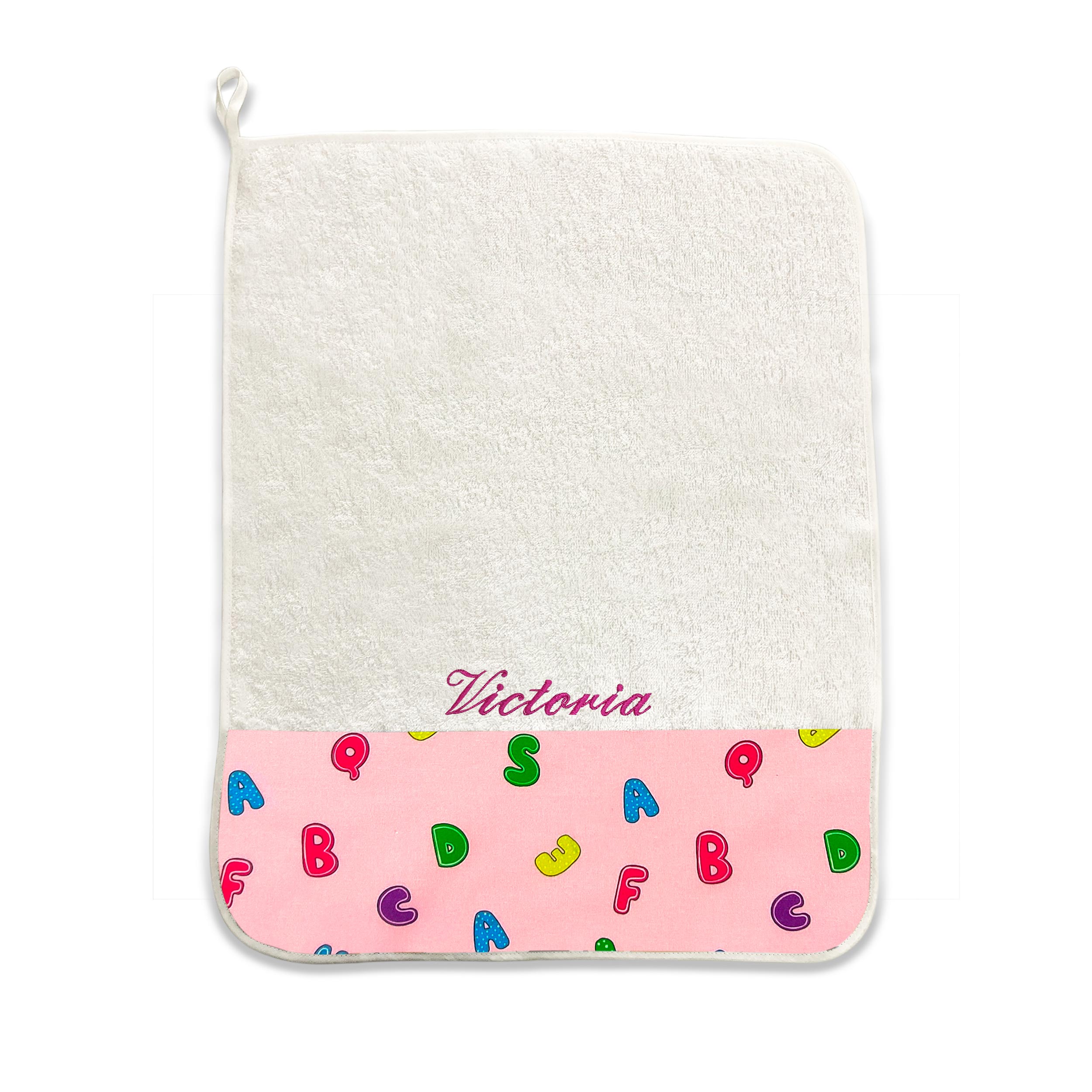 Serviette Alphabet Fond Rose Image