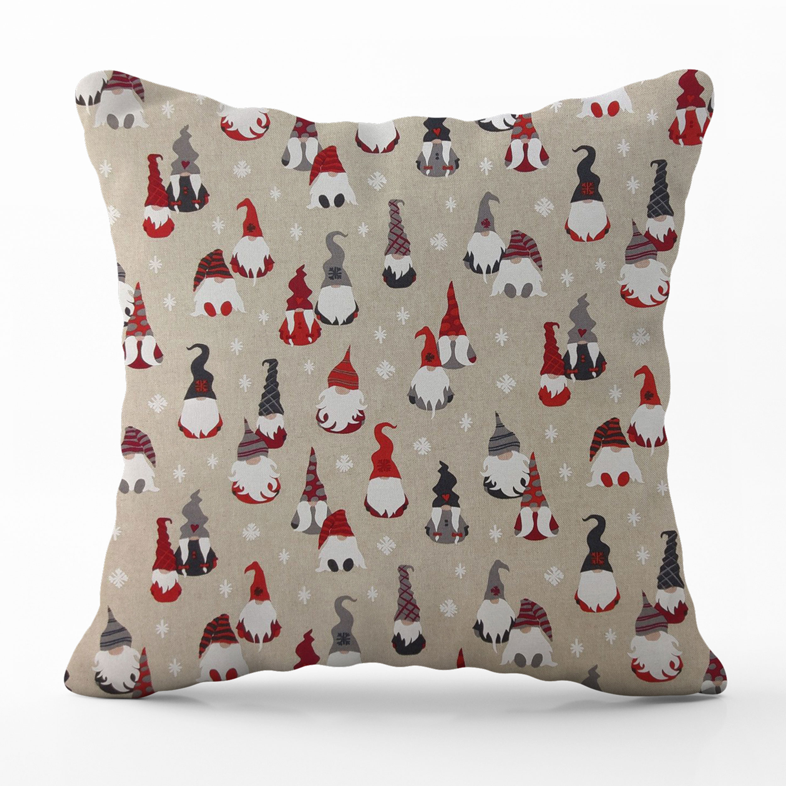 Coussin fantaisie Gnomes et flocons de neige - Taie d'oreiller