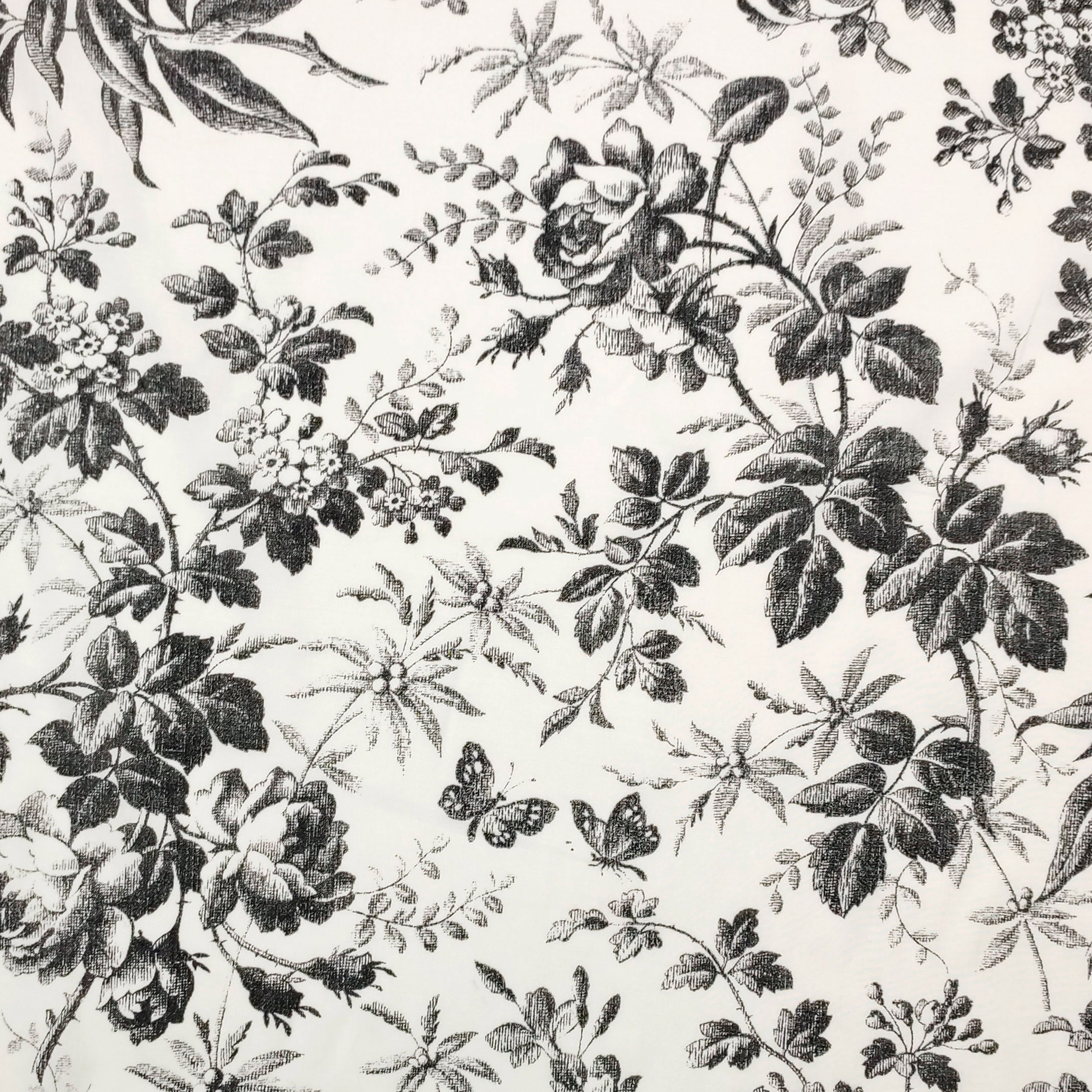 Black and White Floral Print Cotton