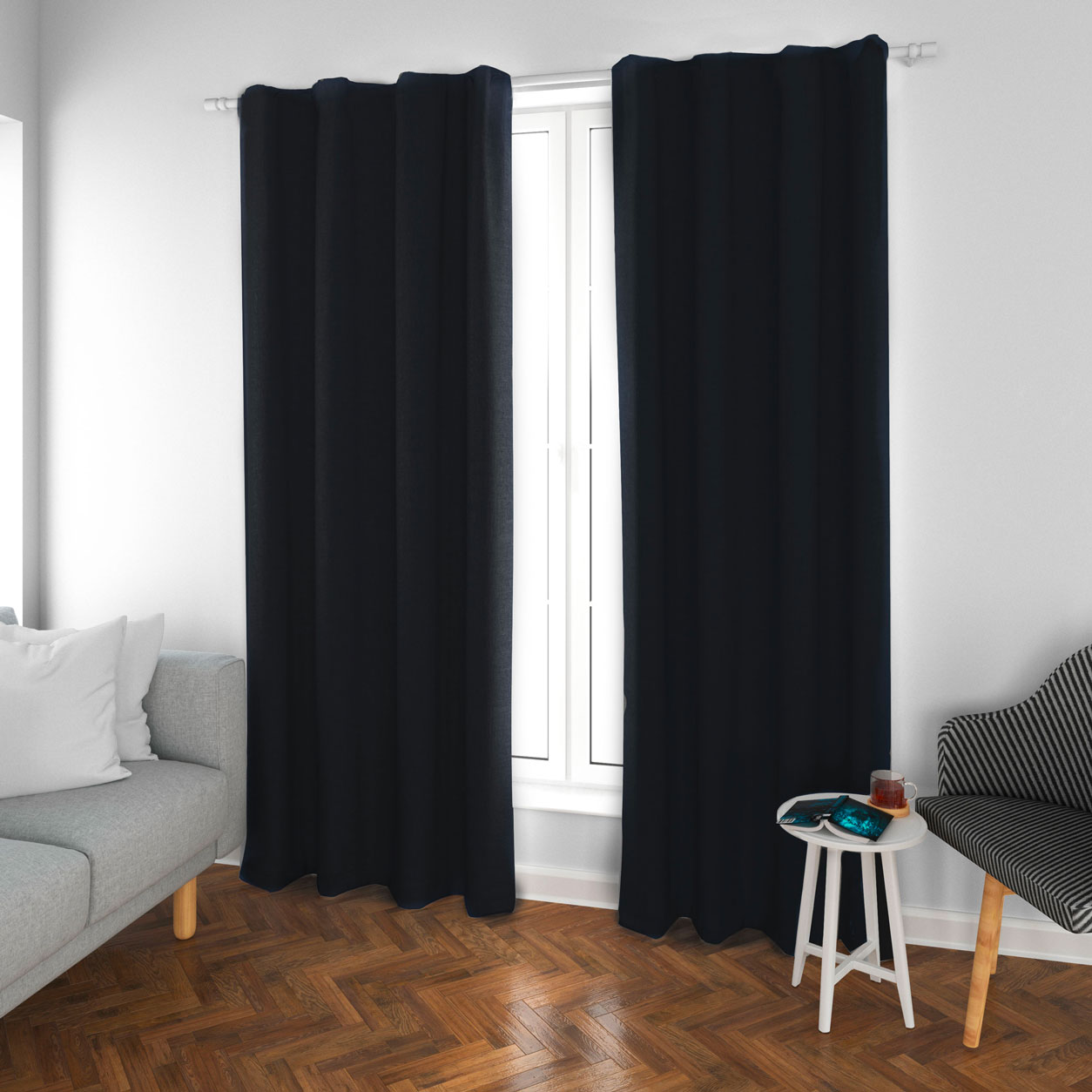 Fire Resistant Black Curtain Fabric Image