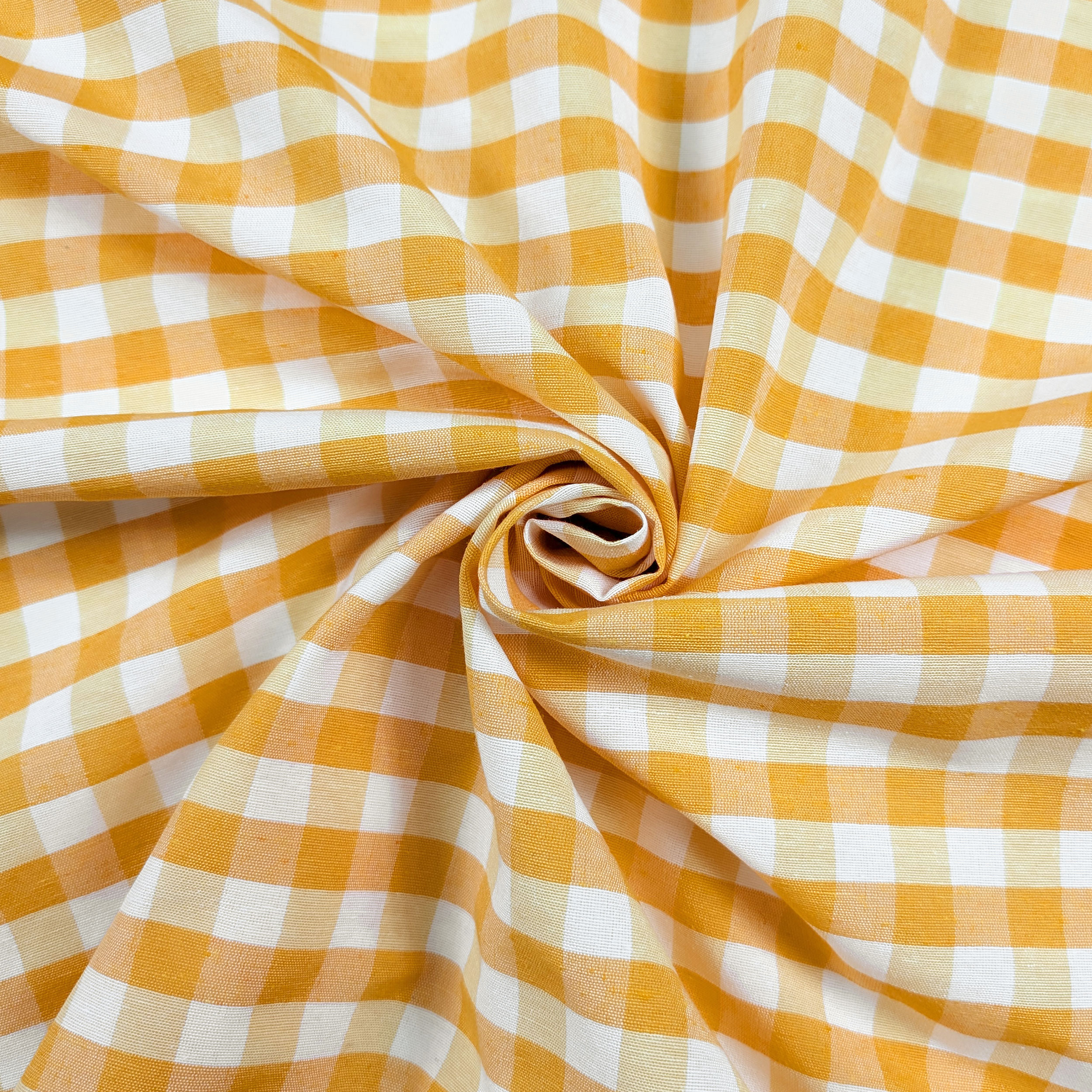 Yellow Check Pattern Yarn Dyed Fabric Image