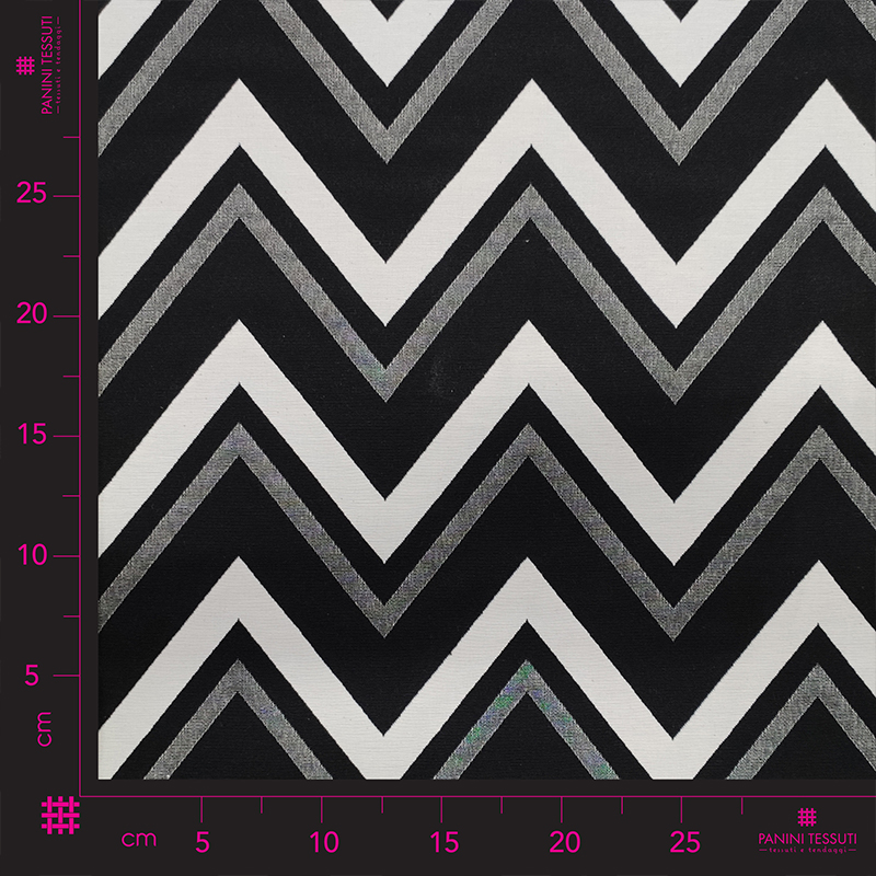 Tissu Jacquard découpé Zig Zag noir et blanc 50x140 cm Image