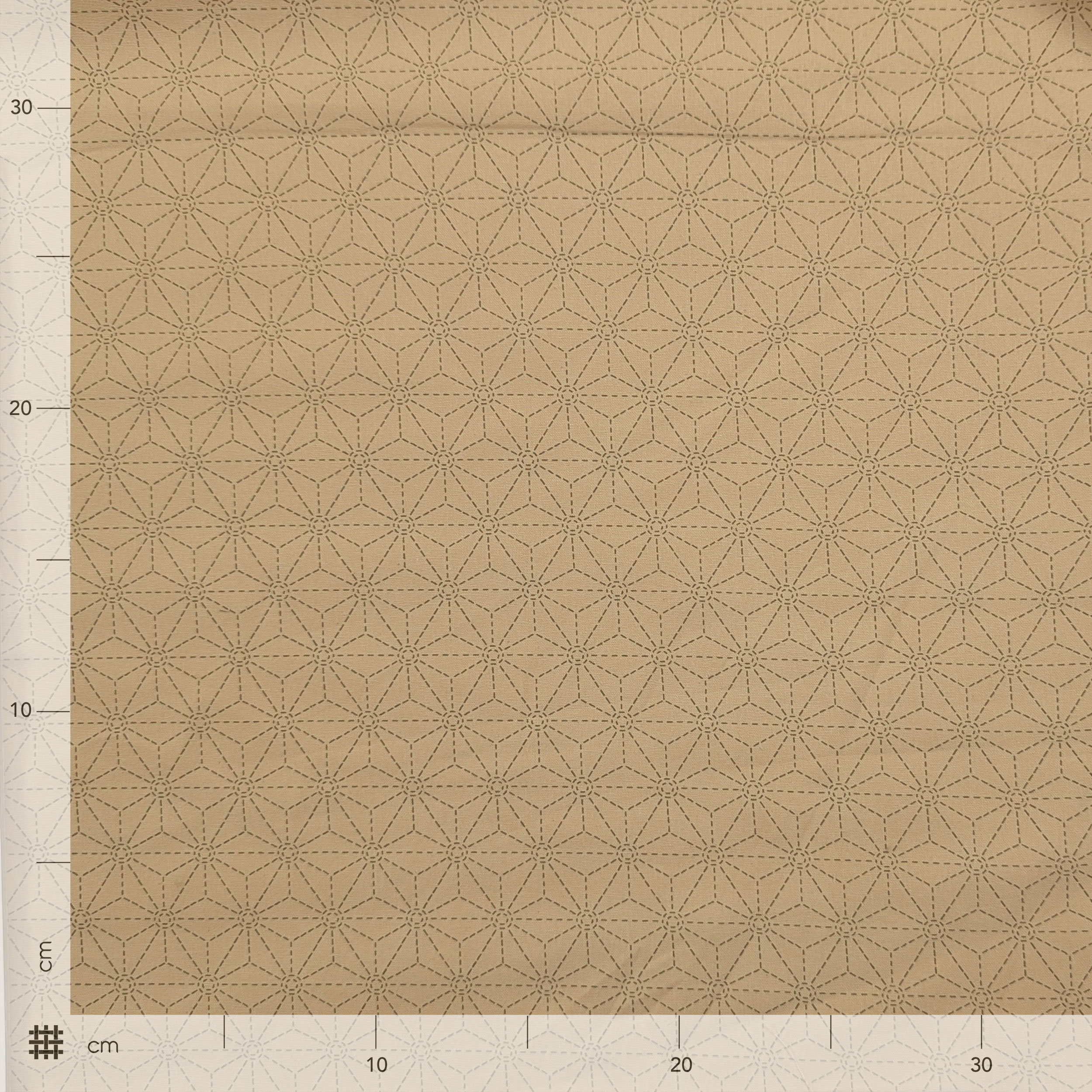 Beige Cotton Poplin with Geometric Stars Image