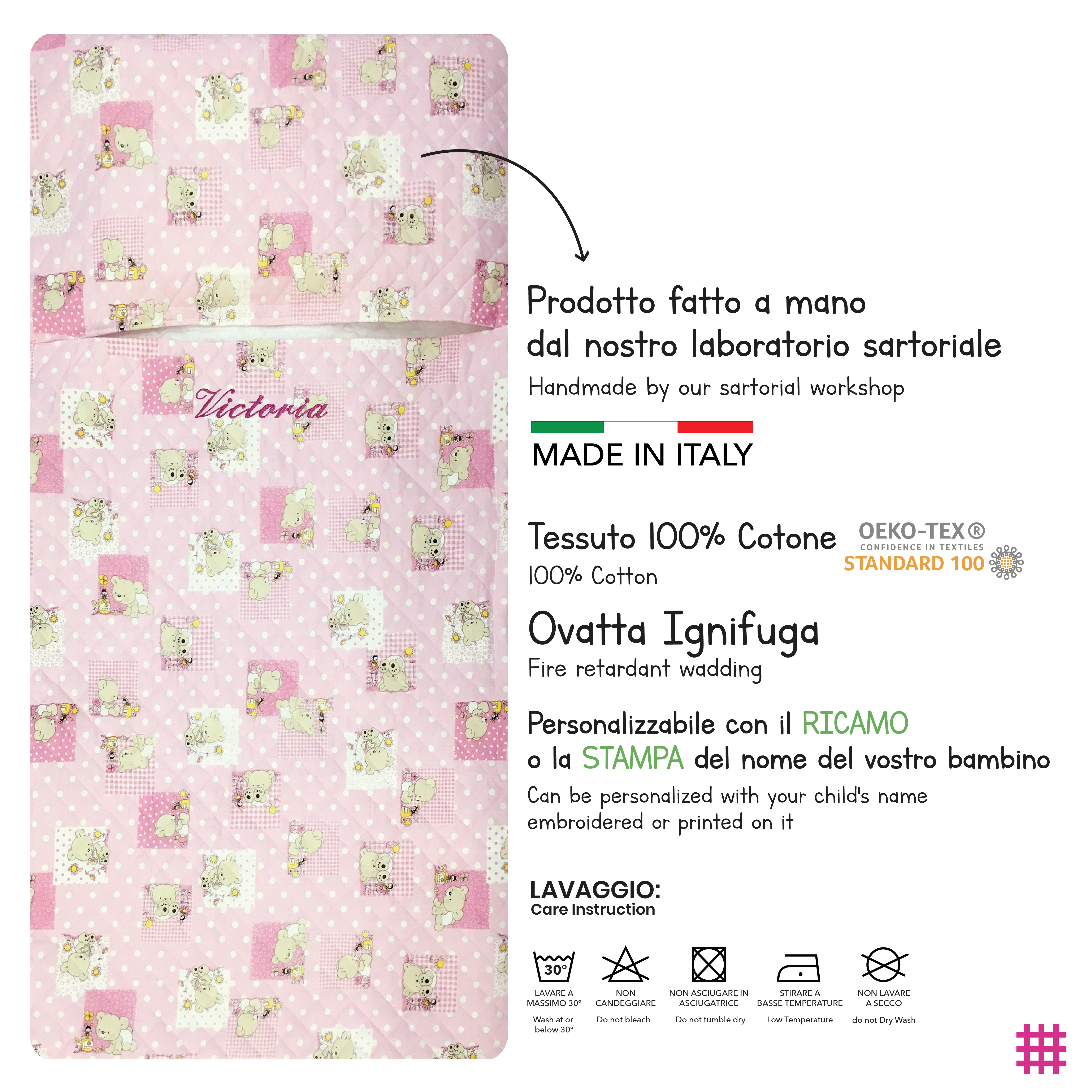 Bees and Teddy Bears Pink Baby Sleeping Bag Image