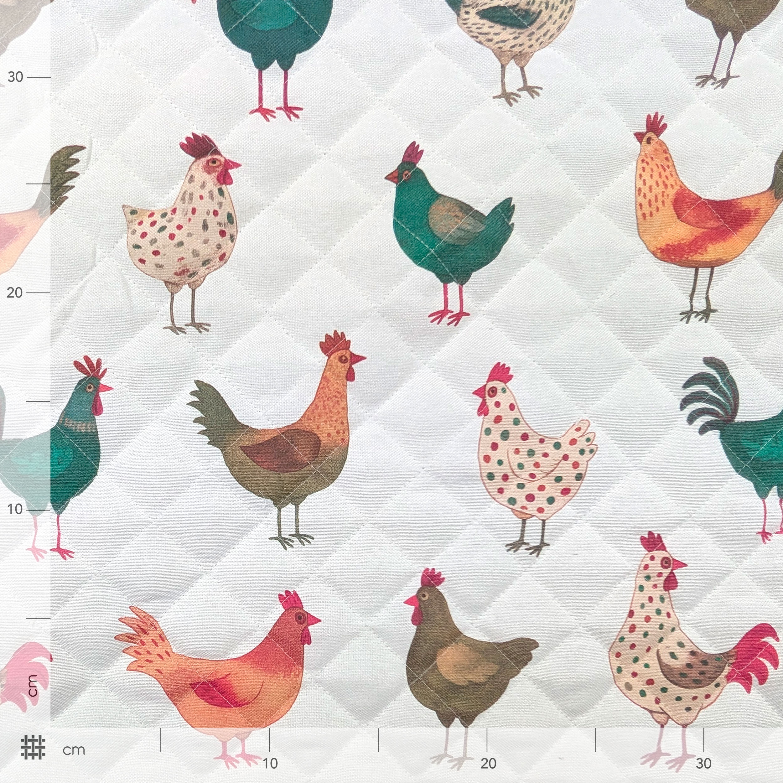 White Quilted Fabric Hens Image