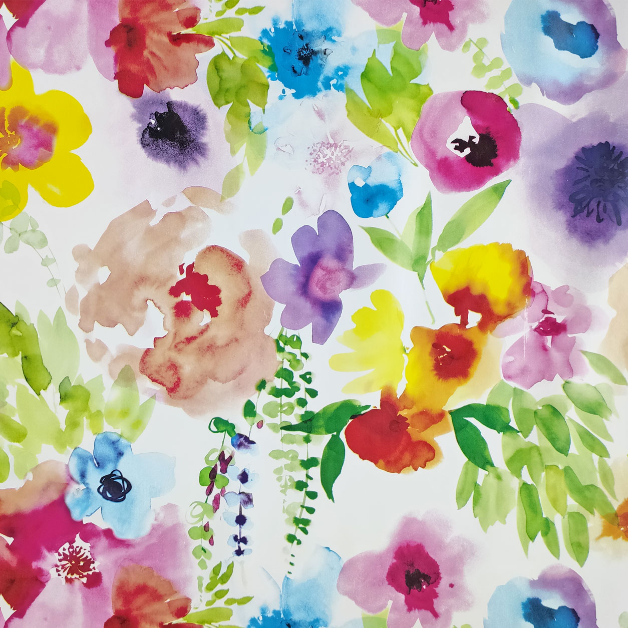Nappe laminée découpée Fleurs peintes 120x140 cm Image