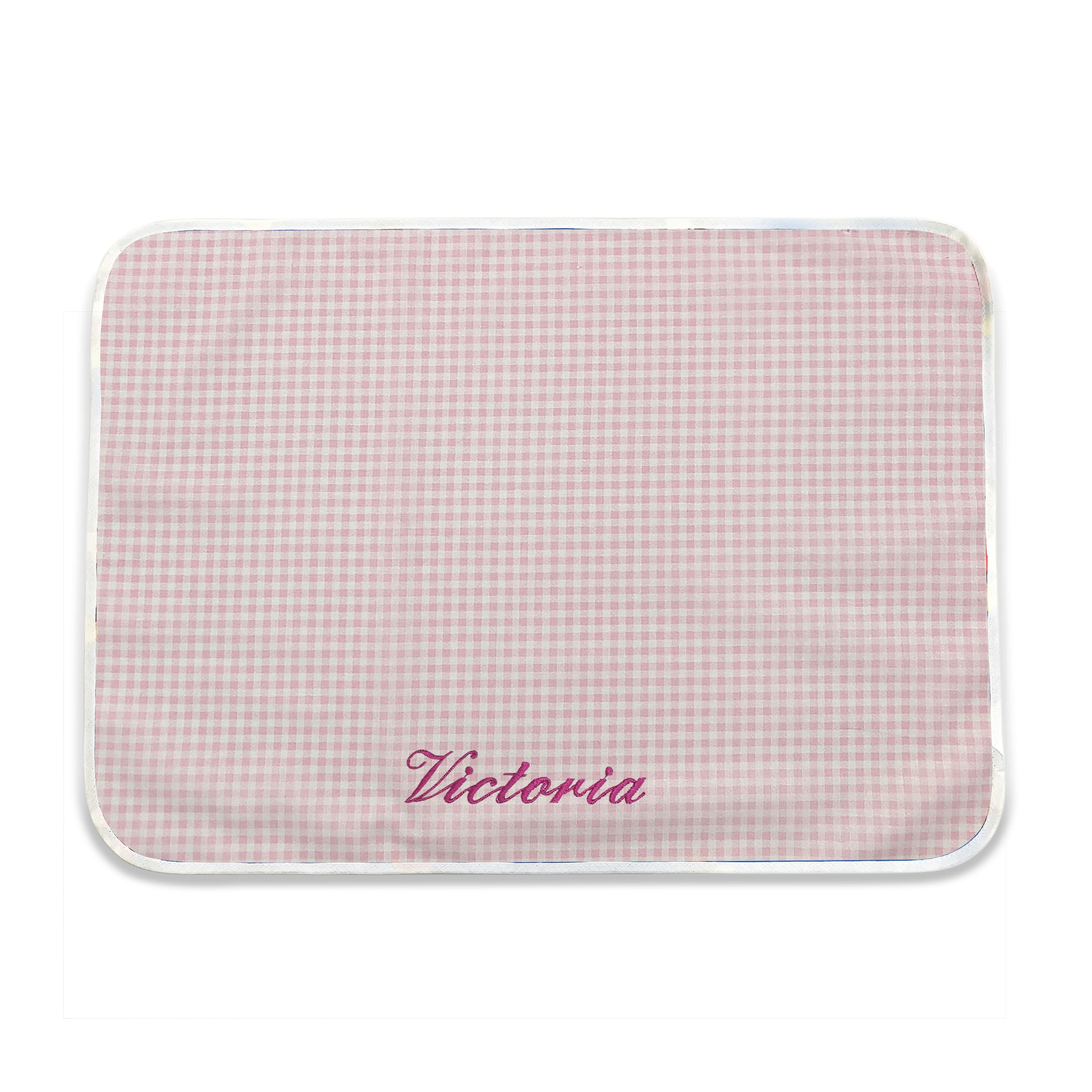 Set de table rose quadrillé