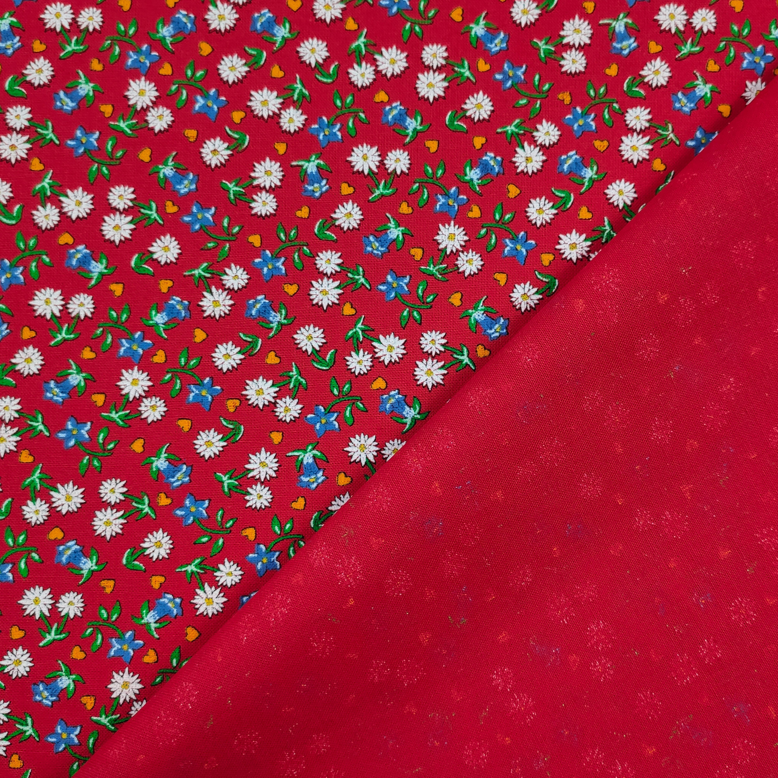 Tela tirolesa de algodón Fondo rojo