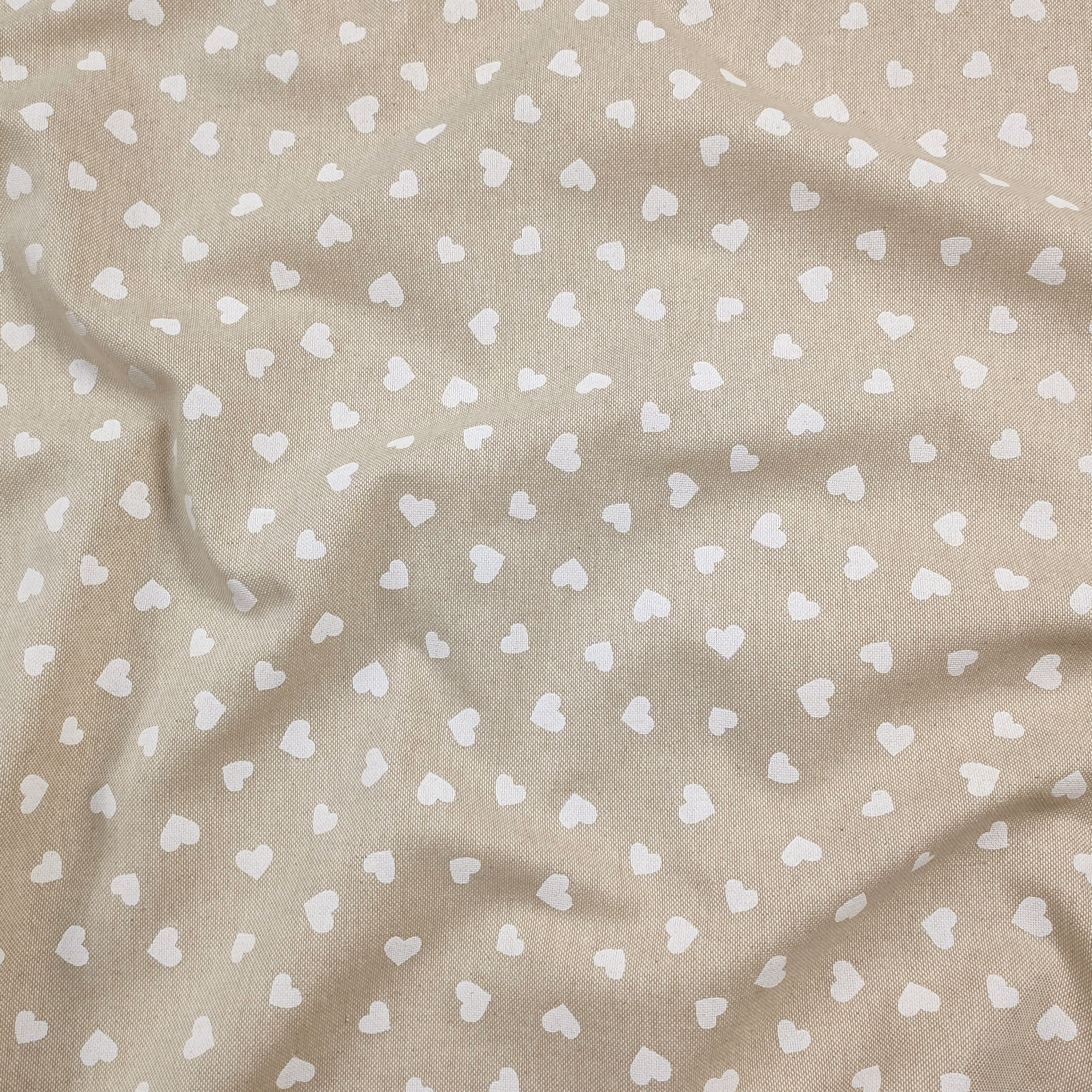 Panama White Hearts Beige Background