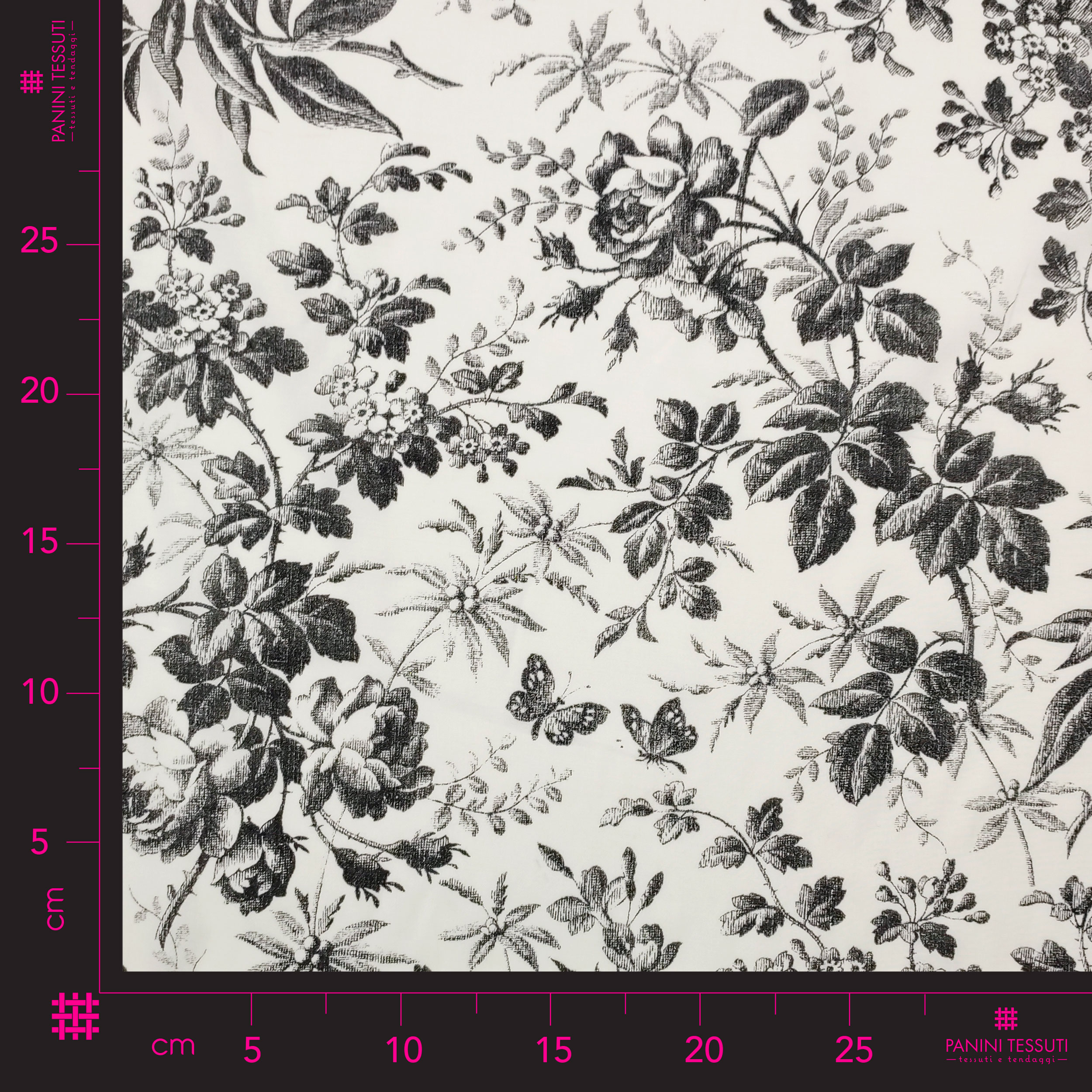 Black and White Floral Print Cotton