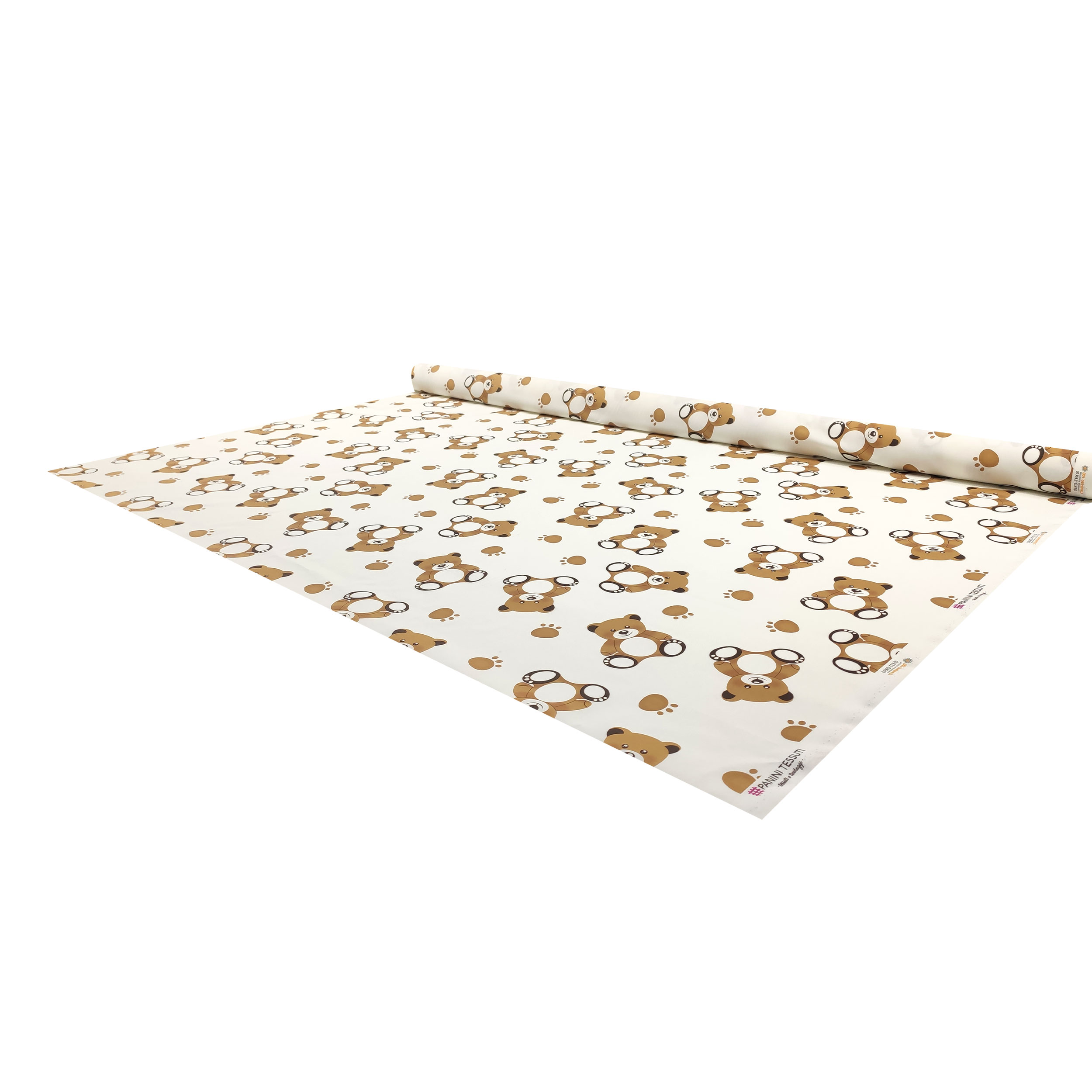 Tissu de coton Grands ours Fond blanc