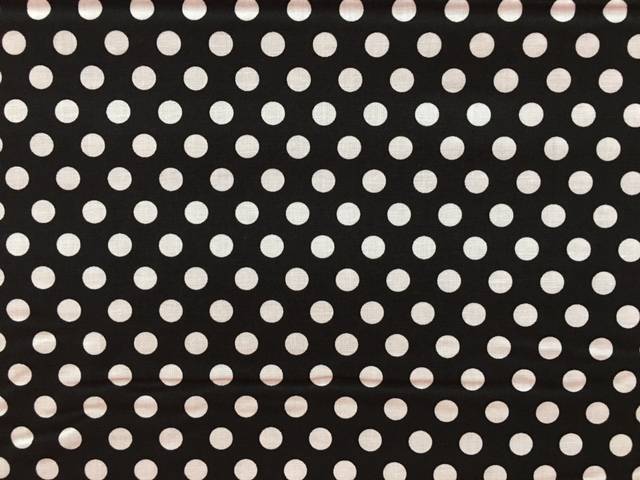 Baumwollstoff Schwarz Groß Polka Dots
