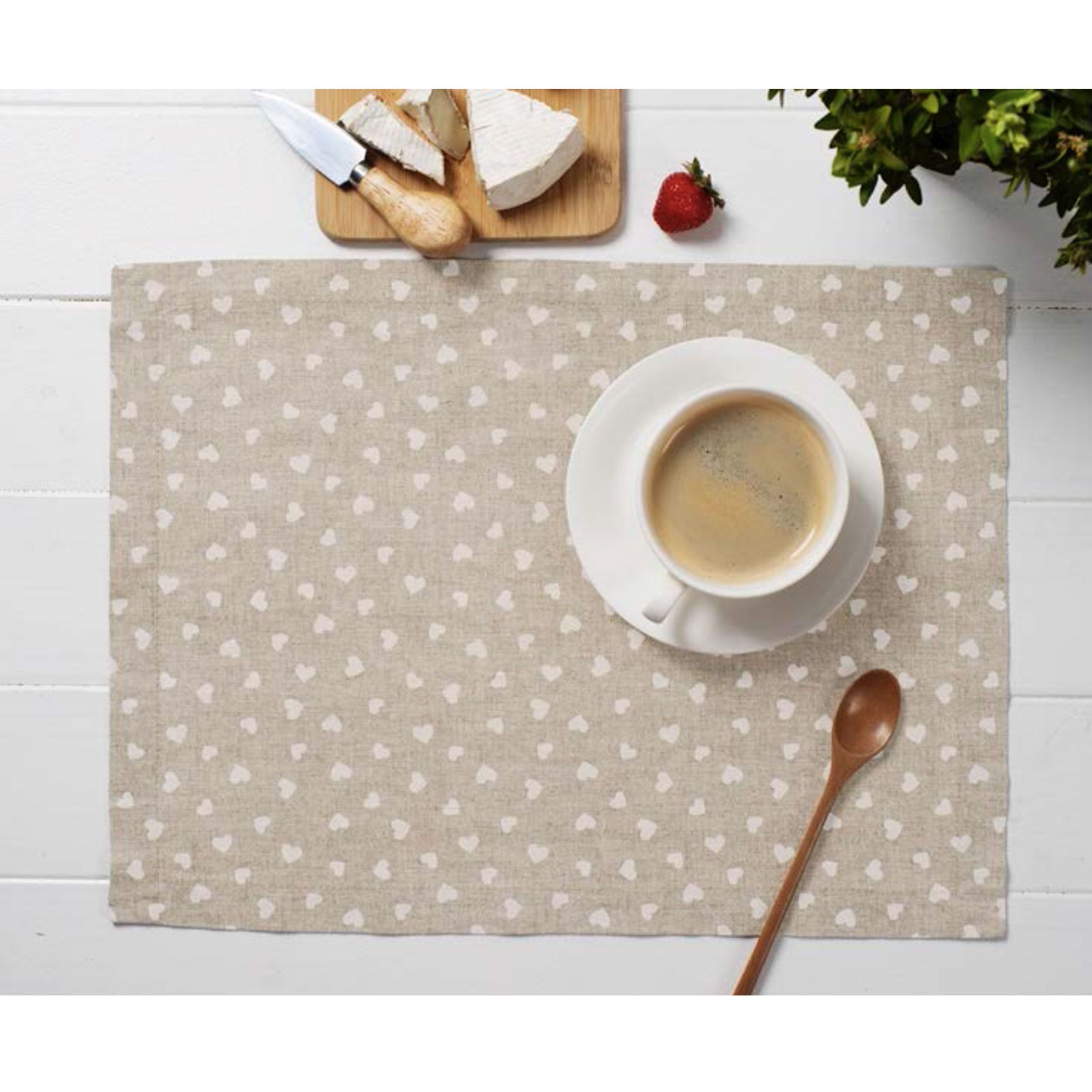 Panama White Hearts Beige Background Image