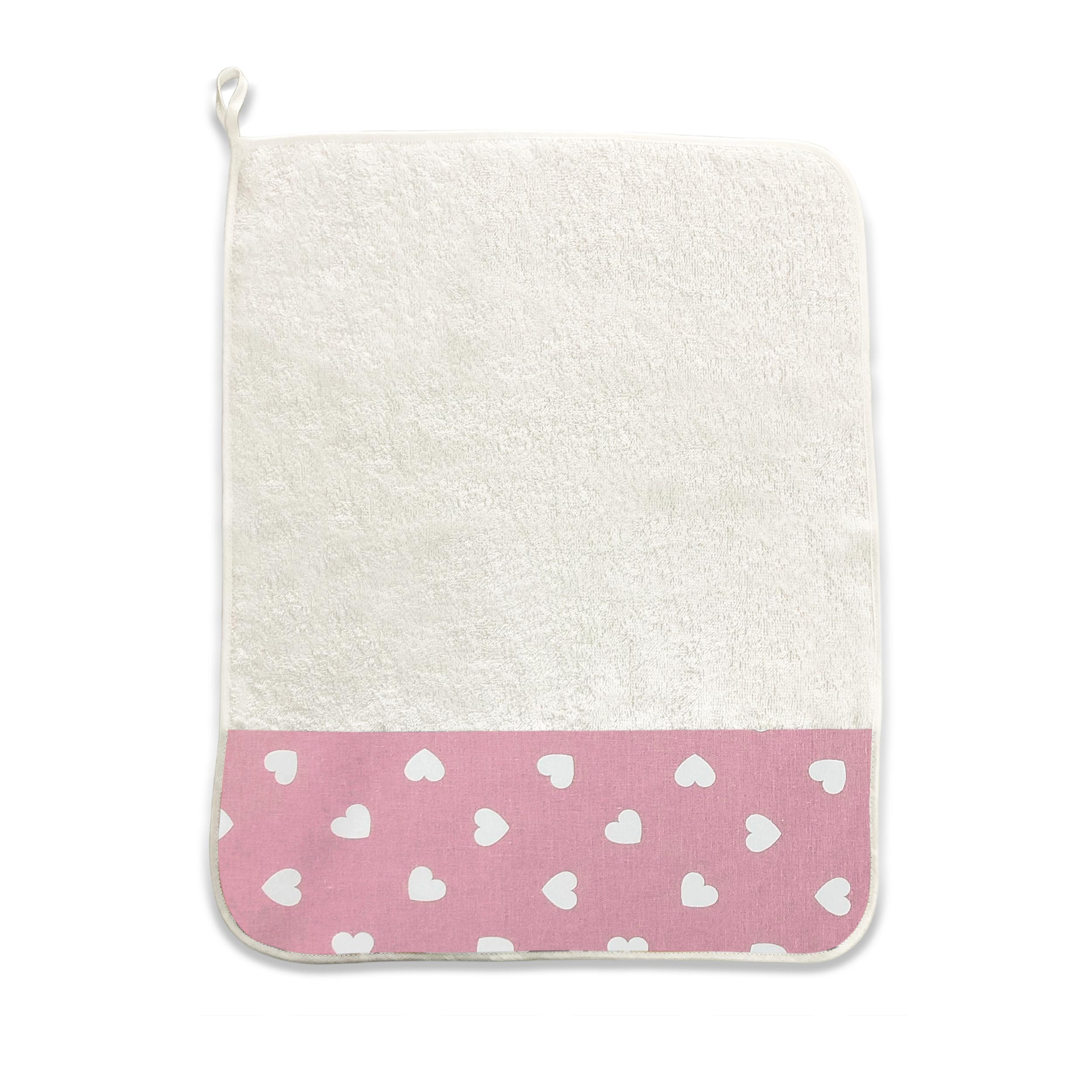 Serviette de bain Cœurs blancs Fond rose antique