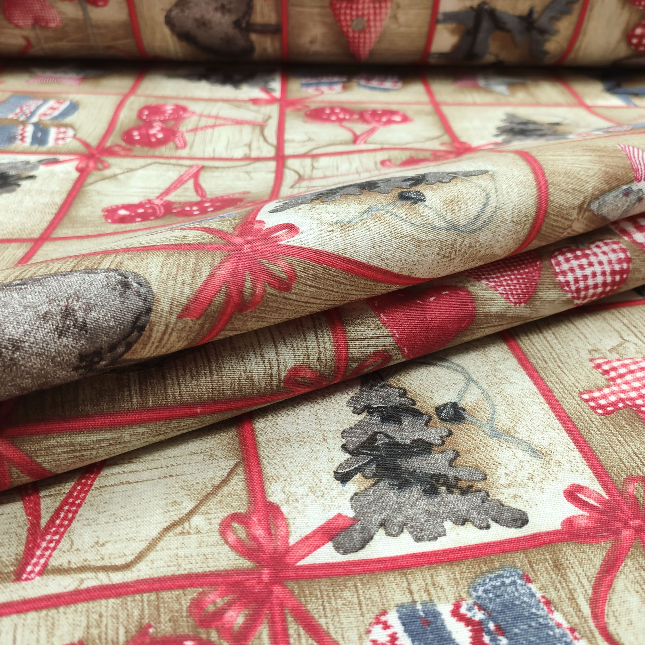 Tissu de décoration de Noël avec décorations Shabby Image