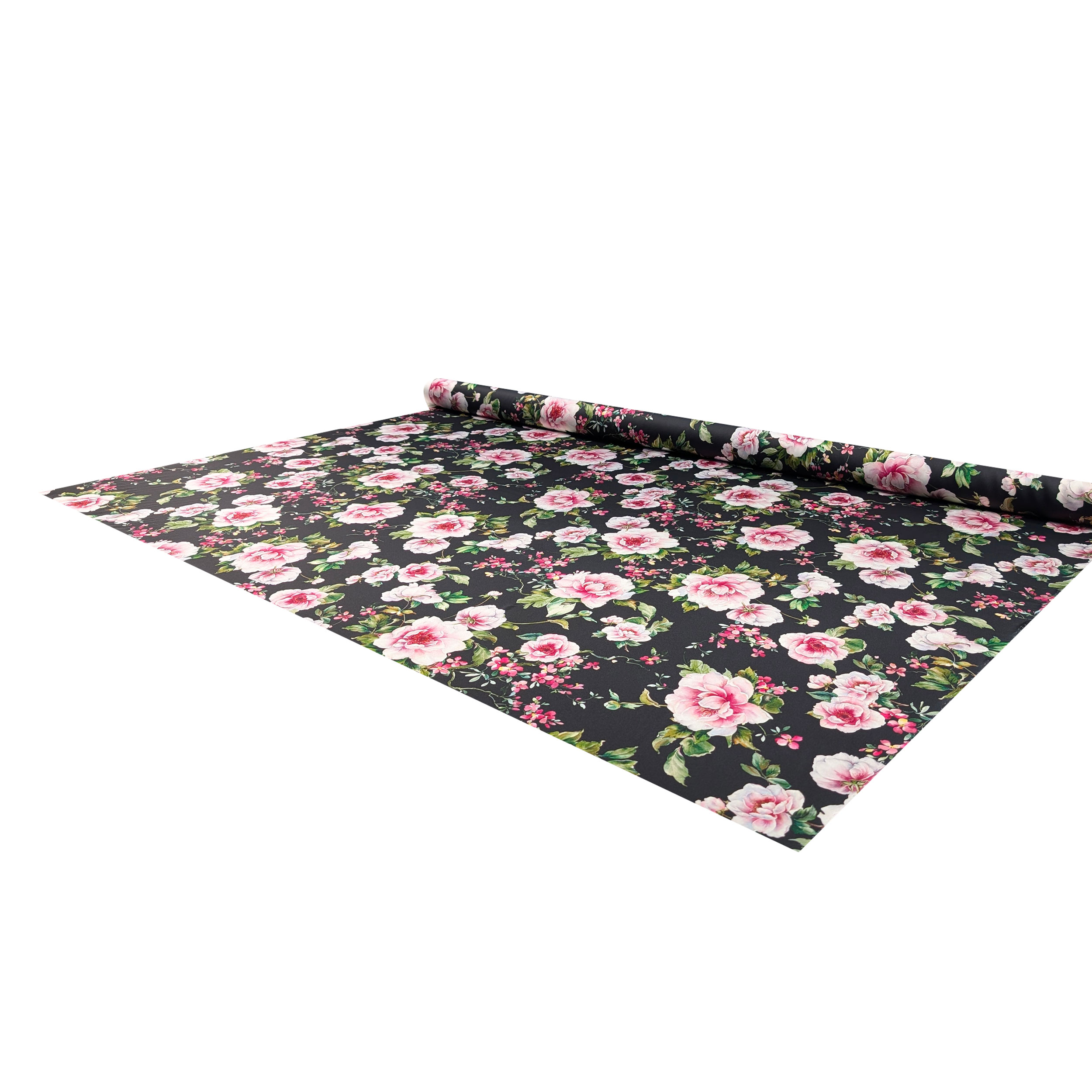 Satin Set High Fashion Pink Flowers Black Background Image