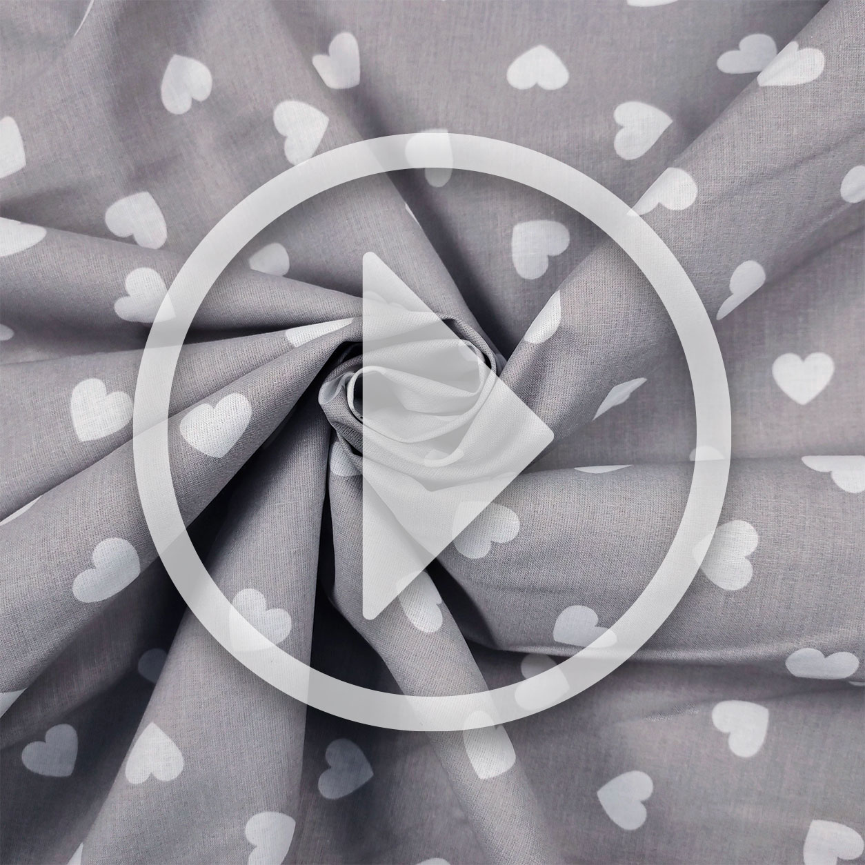 White Hearts on Grey Cotton Image