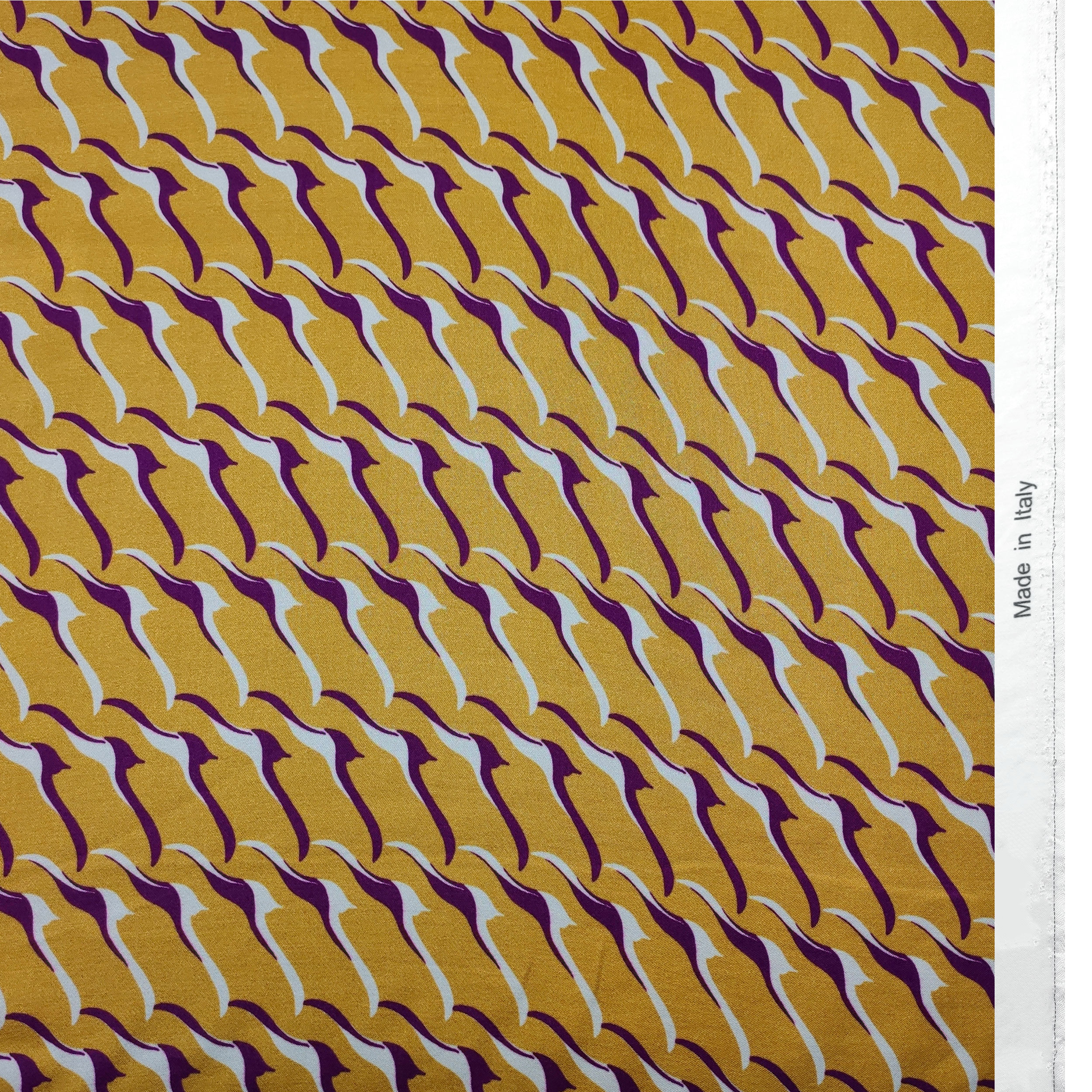 Satin de soie mélangée Fantaisie High Fashion Moutarde et violet Image