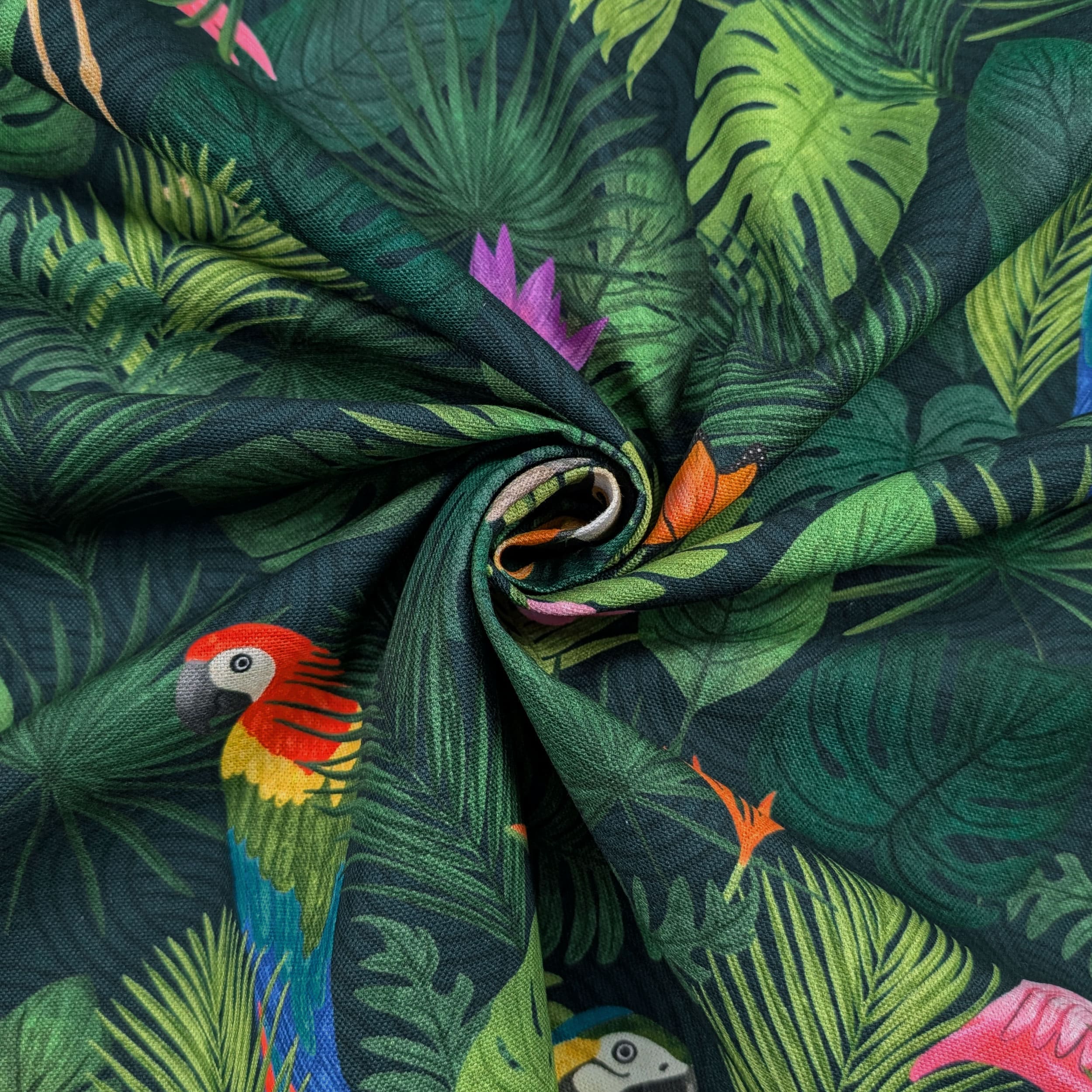 Tissu Panama découpé Oiseaux tropicaux 50x140 cm Image