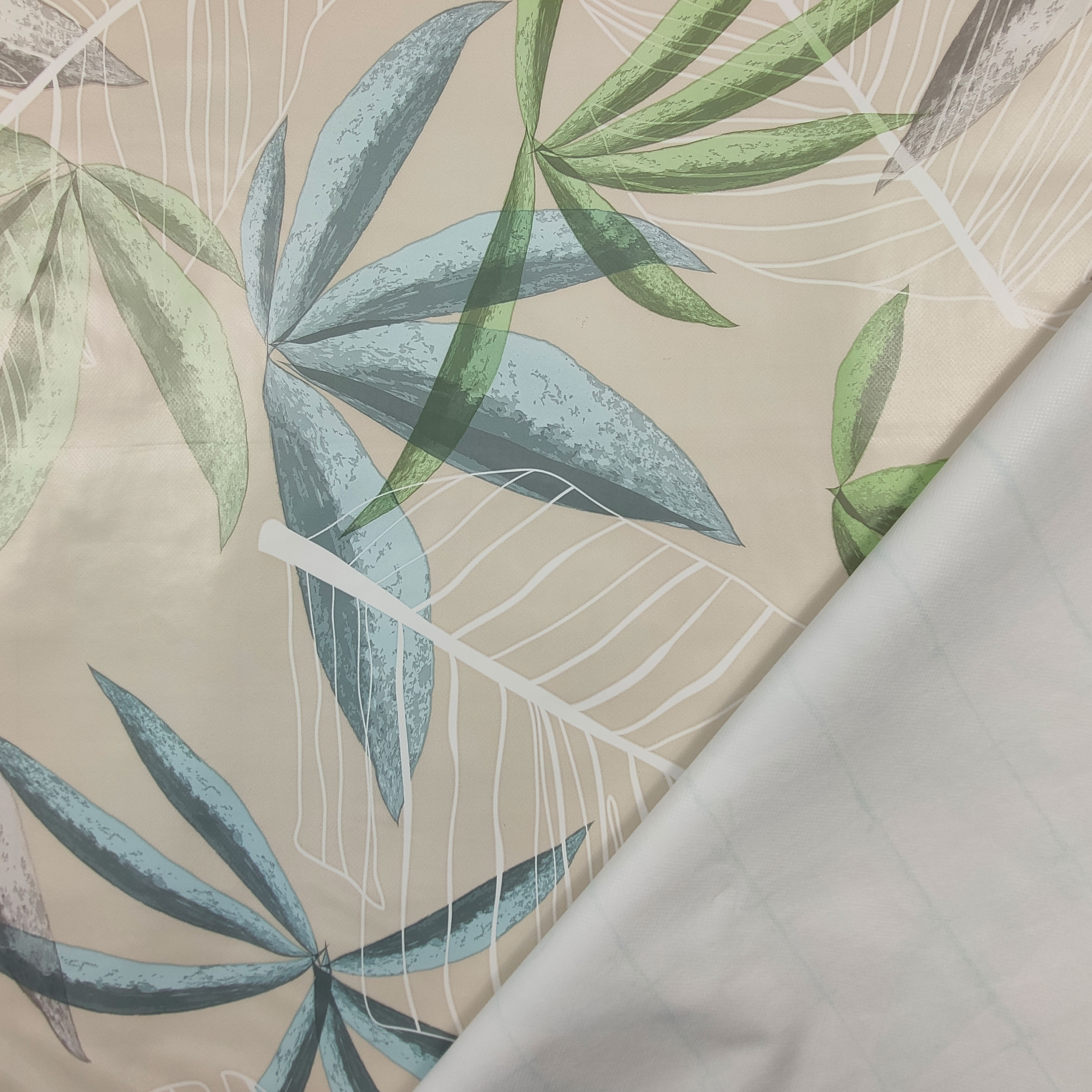 Cut-out Laminated Tablecloth Leaves Background Beige 290x140 cm Image